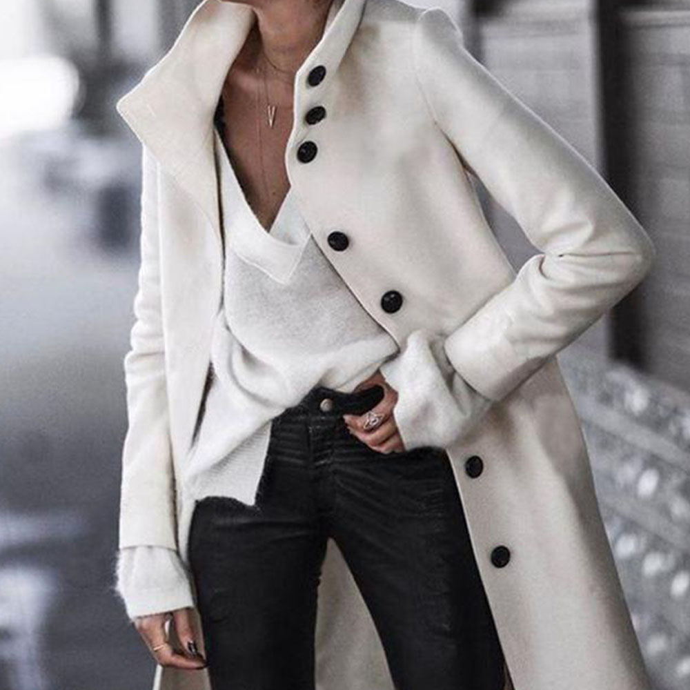 Single-Breasted Loose Mid-Length Women's Overcoat