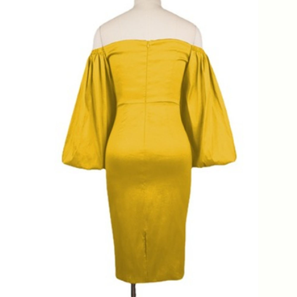 Long Sleeve Mid-Calf High Waist Women's Dress