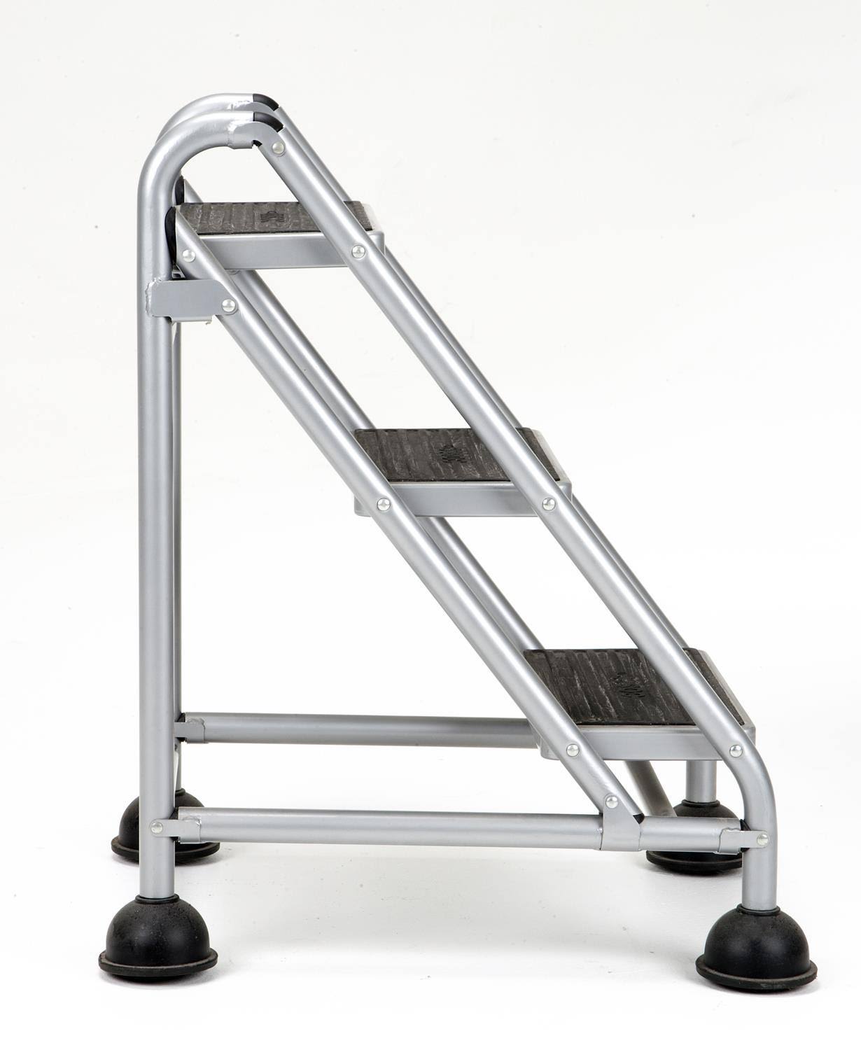 Cosco Rolling Commercial Step Stool 3 Step Platinumblack