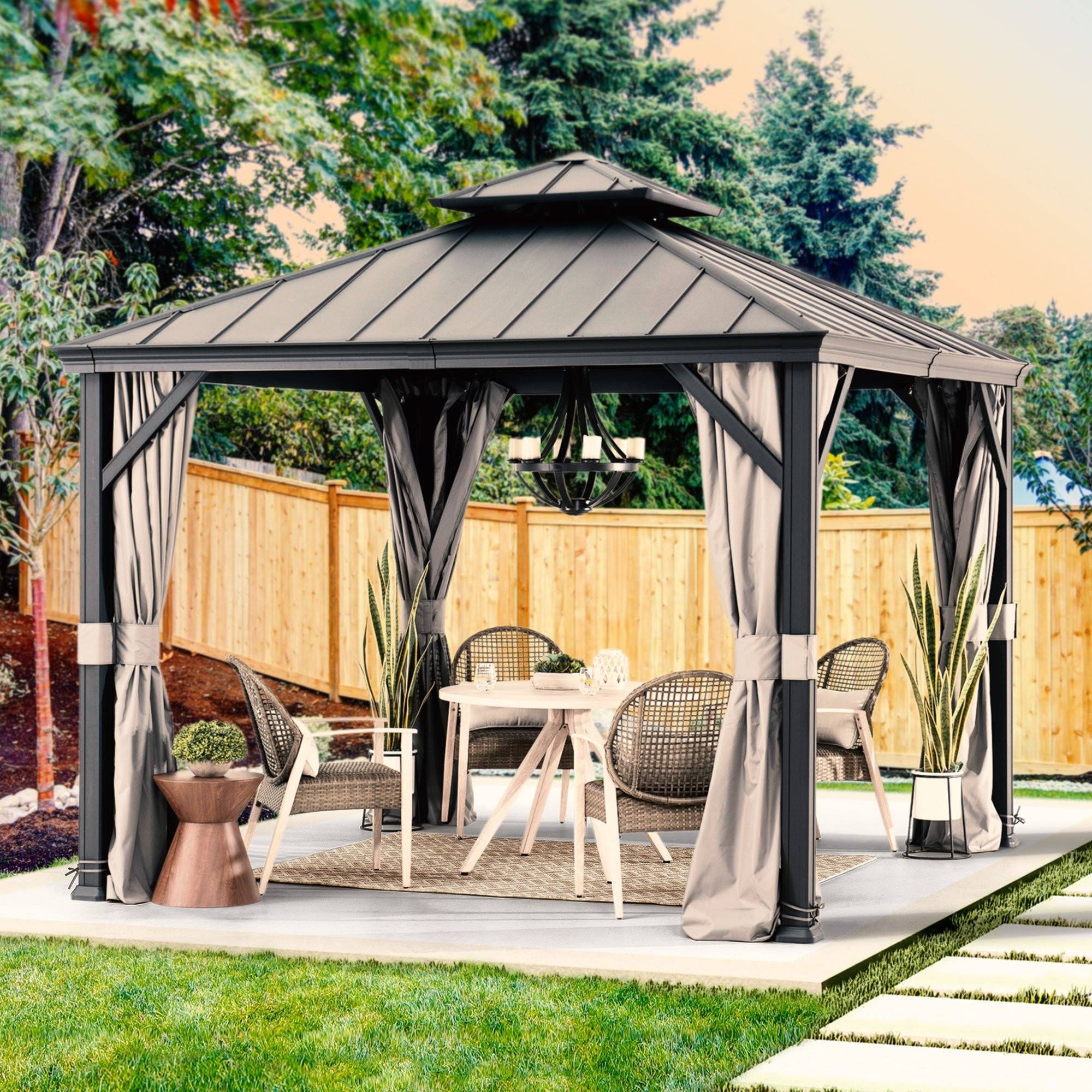 🔥SummerCove 10 ft. x 10 ft. Gazebo with 2-tier Hardtop Roof