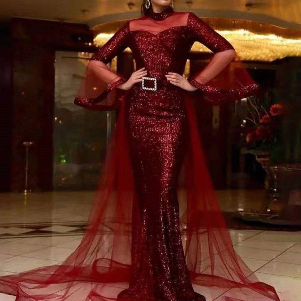 Trumpet/Mermaid High Neck Floor-Length Long Sleeves Celebrity Dress