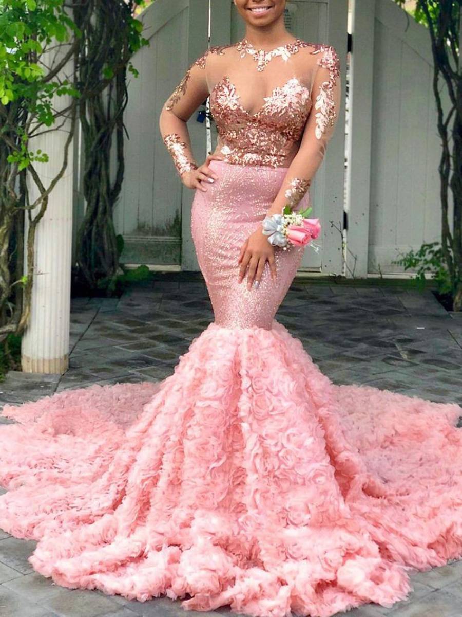 Long Sleeves Court Trumpet/Mermaid Floor-Length Evening Dress