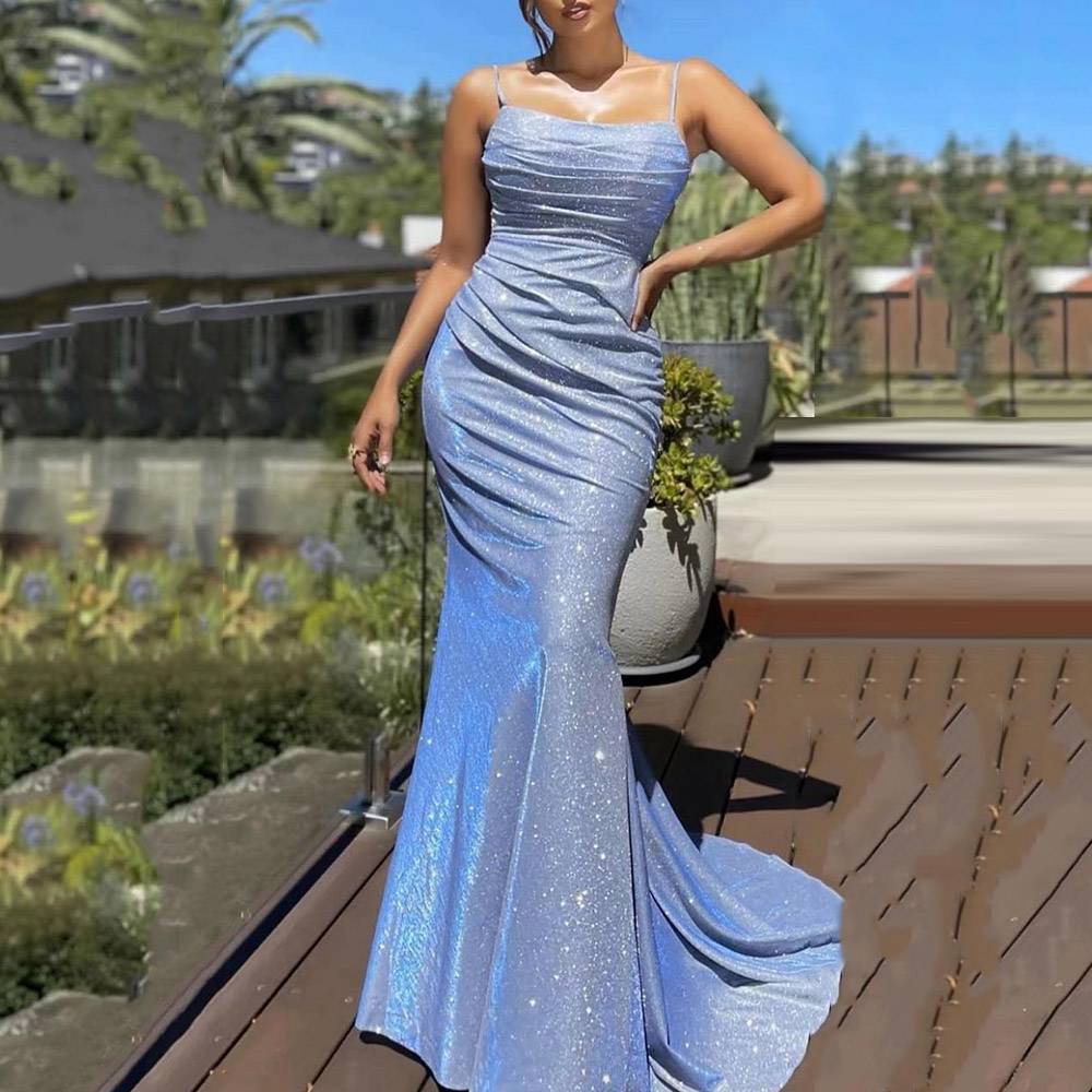 Sequins Floor-Length Sleeveless Spaghetti Straps Formal Dress