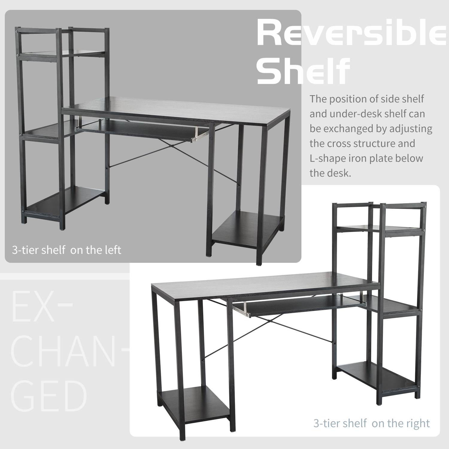 Modern Style Computer Table with Storage Shelf At