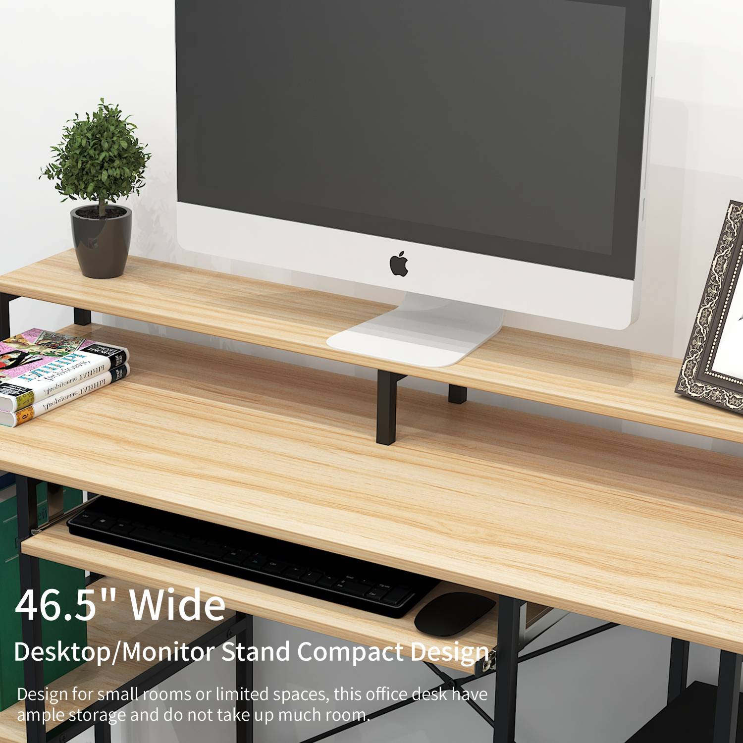 TOPSKY 46.5”Computer Desk with Storage Shelves/23.2" Keyboard Tray/Monitor Stand Study Table for Home Office S-205