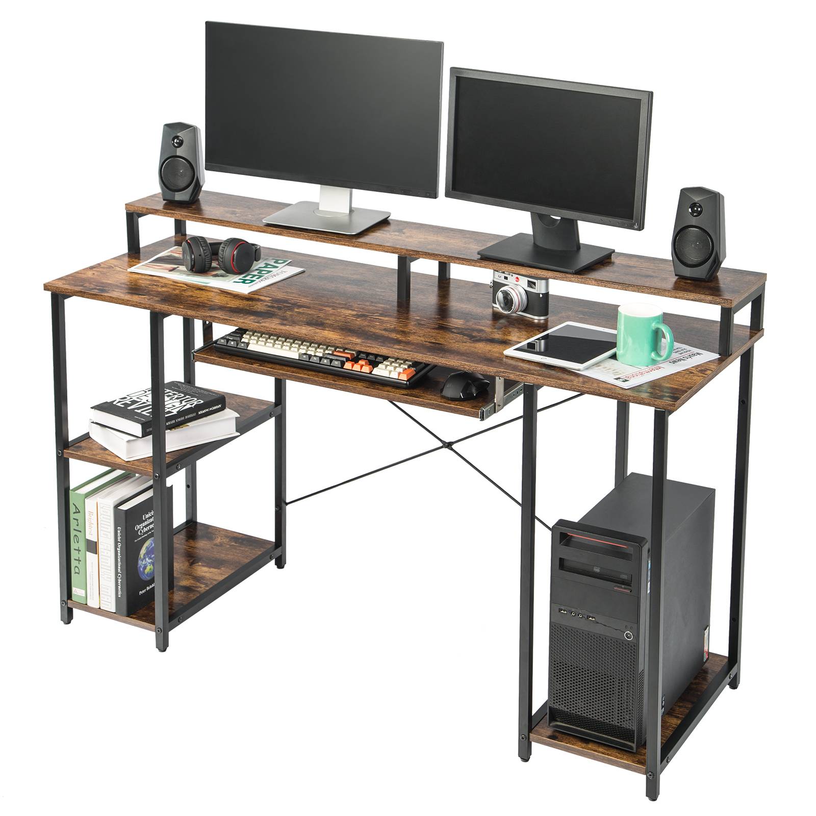  TOPSKY 59 Big Large Computer Office Desk 1.88 Thickness  Desktop (Espresso Gray) : Home & Kitchen