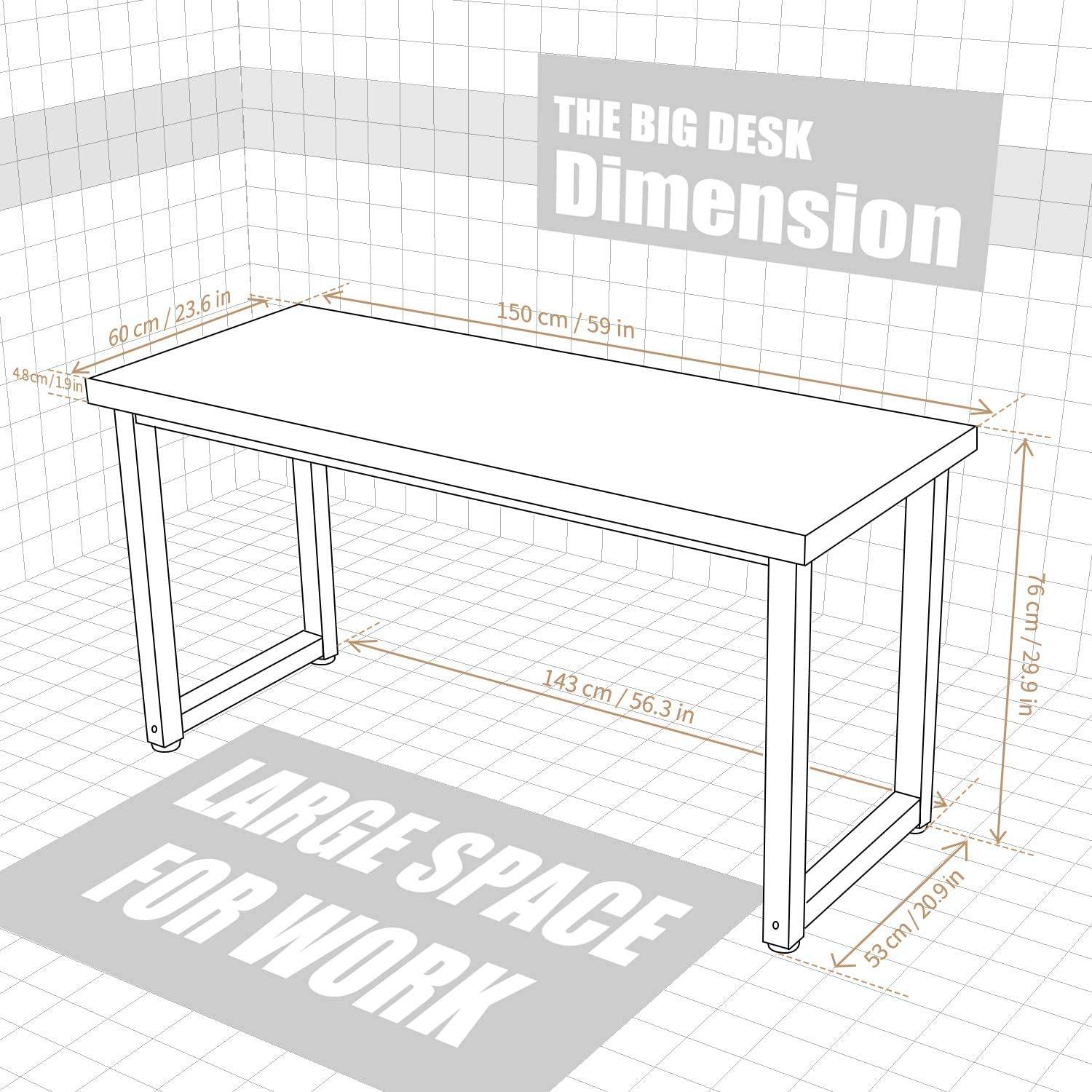 TOPSKY 59inch Big Large Computer Office Desk 1.88 Thickness Desktop OT-1001