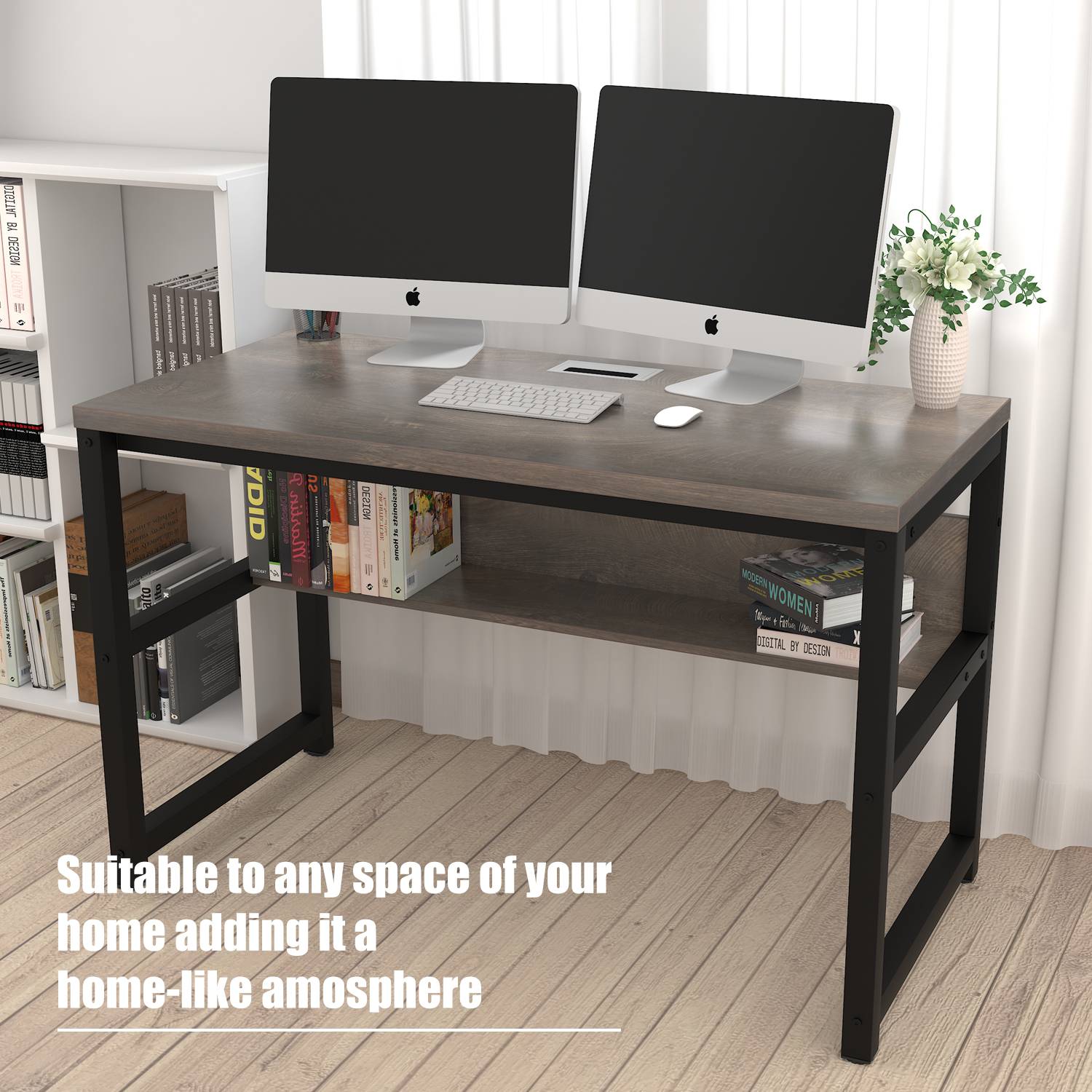  TOPSKY 59 Big Large Computer Office Desk 1.88 Thickness  Desktop (Espresso Gray) : Home & Kitchen