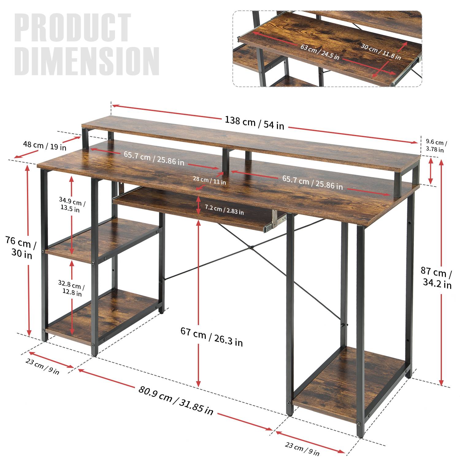 TOPSKY Gaming Desk Large Surface 63''x31.5'' with Cup Holder, Headphone  Hook and Cable Management GT-102