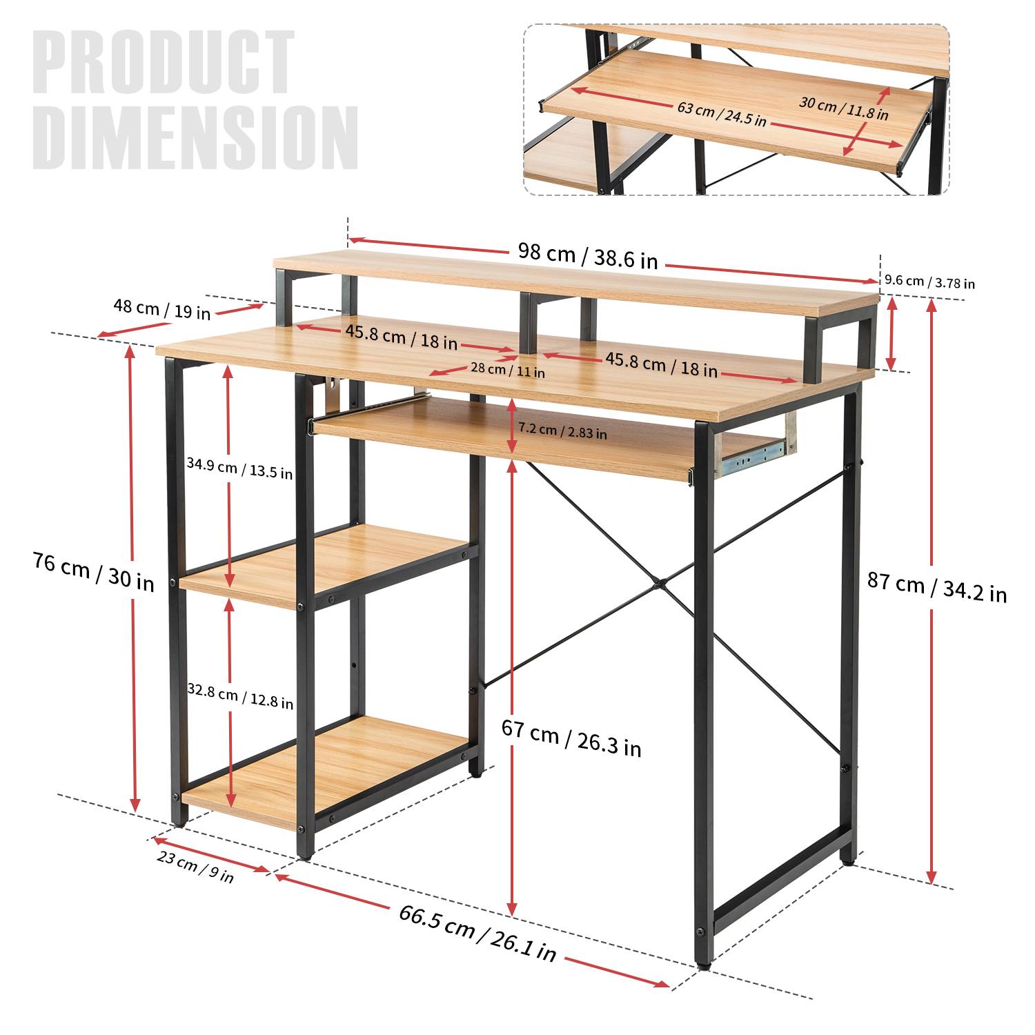  TOPSKY 47”x 31.5” Computer Desk with Drawers, Monitor