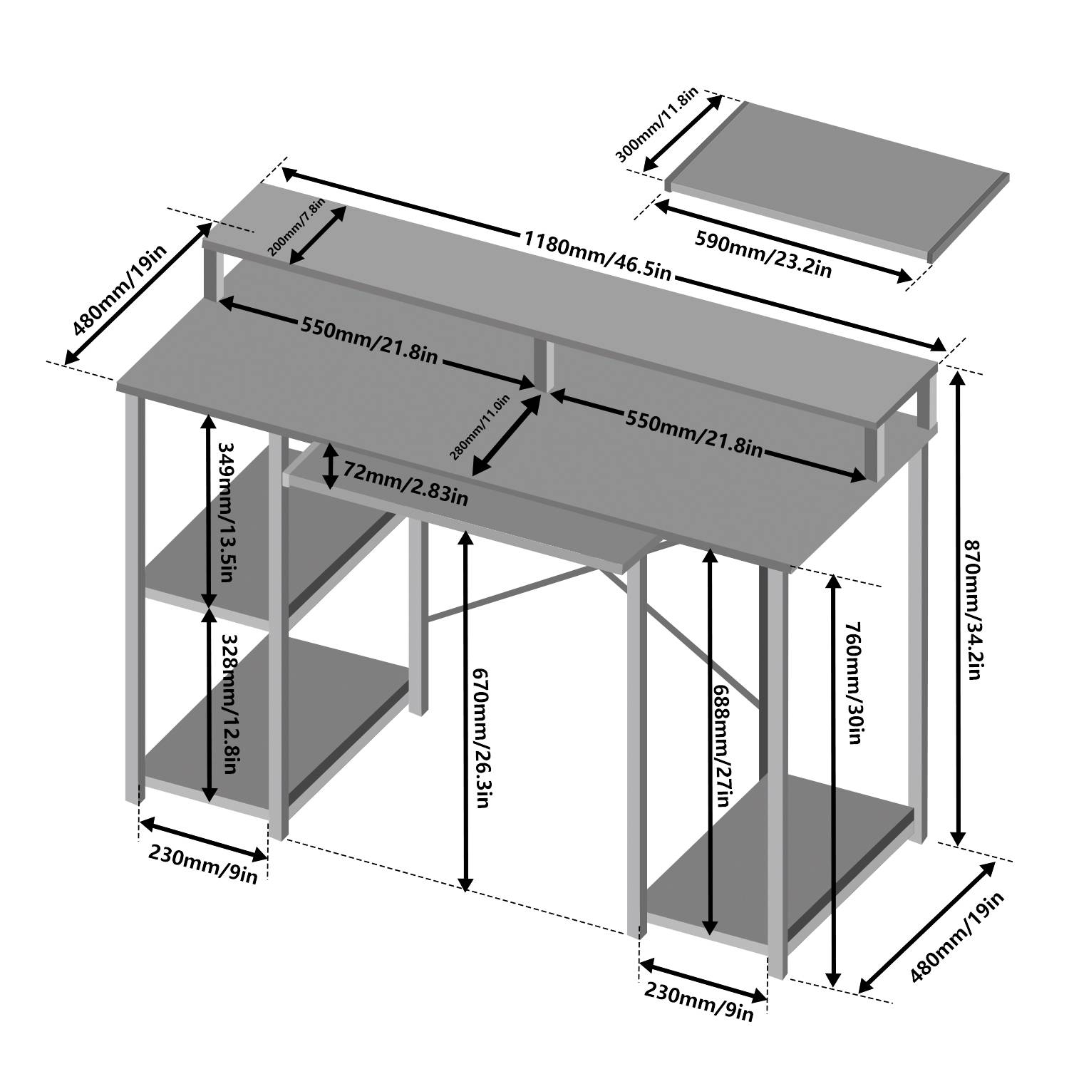  TOPSKY 47”x 31.5” Computer Desk with Drawers, Monitor