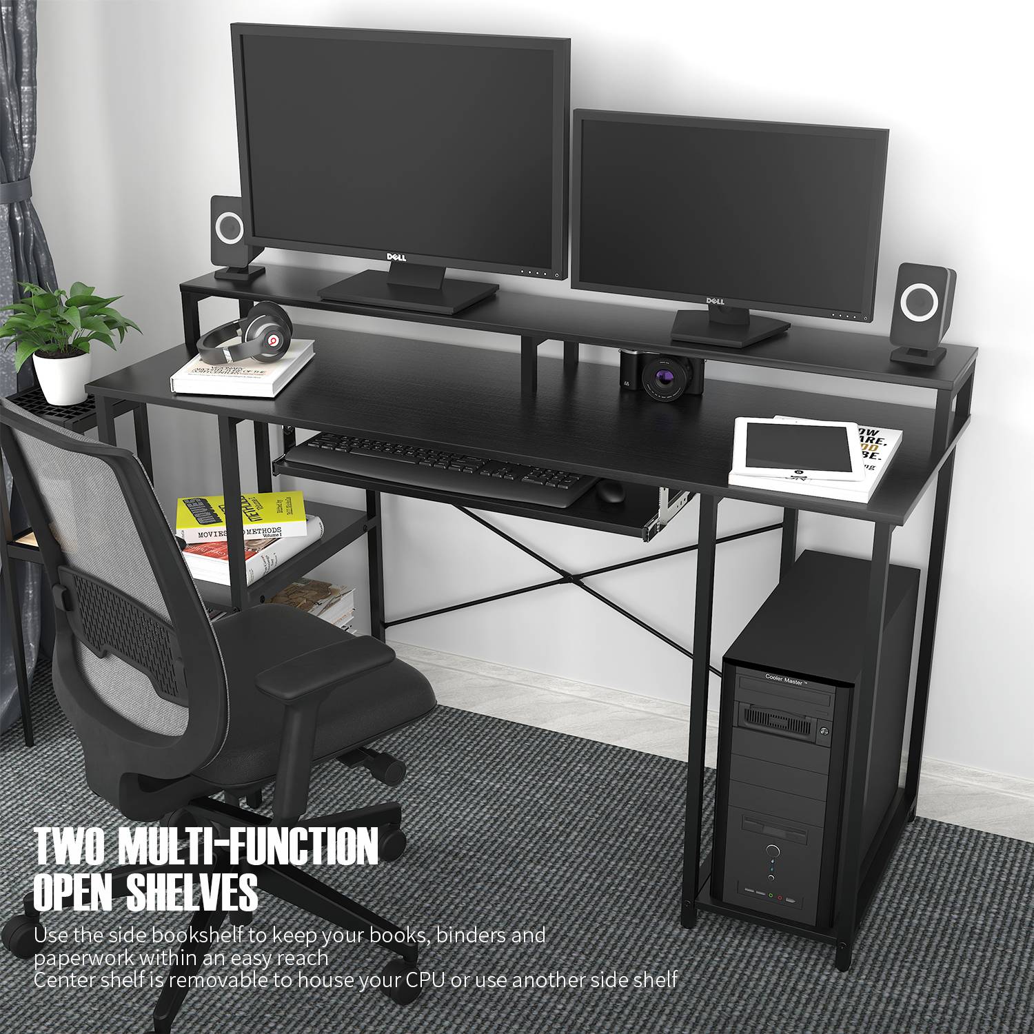 TOPSKY 54”Computer Desk with Storage Shelves/24.5" Keyboard Tray/Monitor Stand Study Table for Home Office S-205B