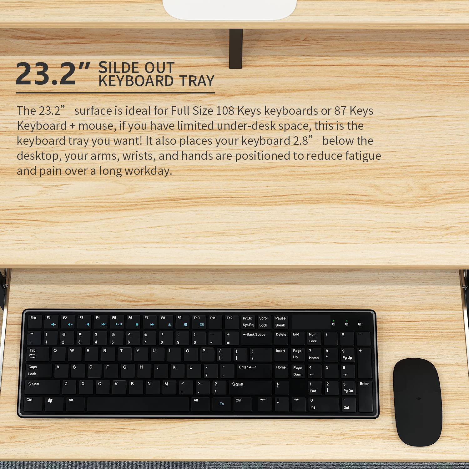 TOPSKY 46.5”Computer Desk with Storage Shelves/23.2" Keyboard Tray/Monitor Stand Study Table for Home Office S-205