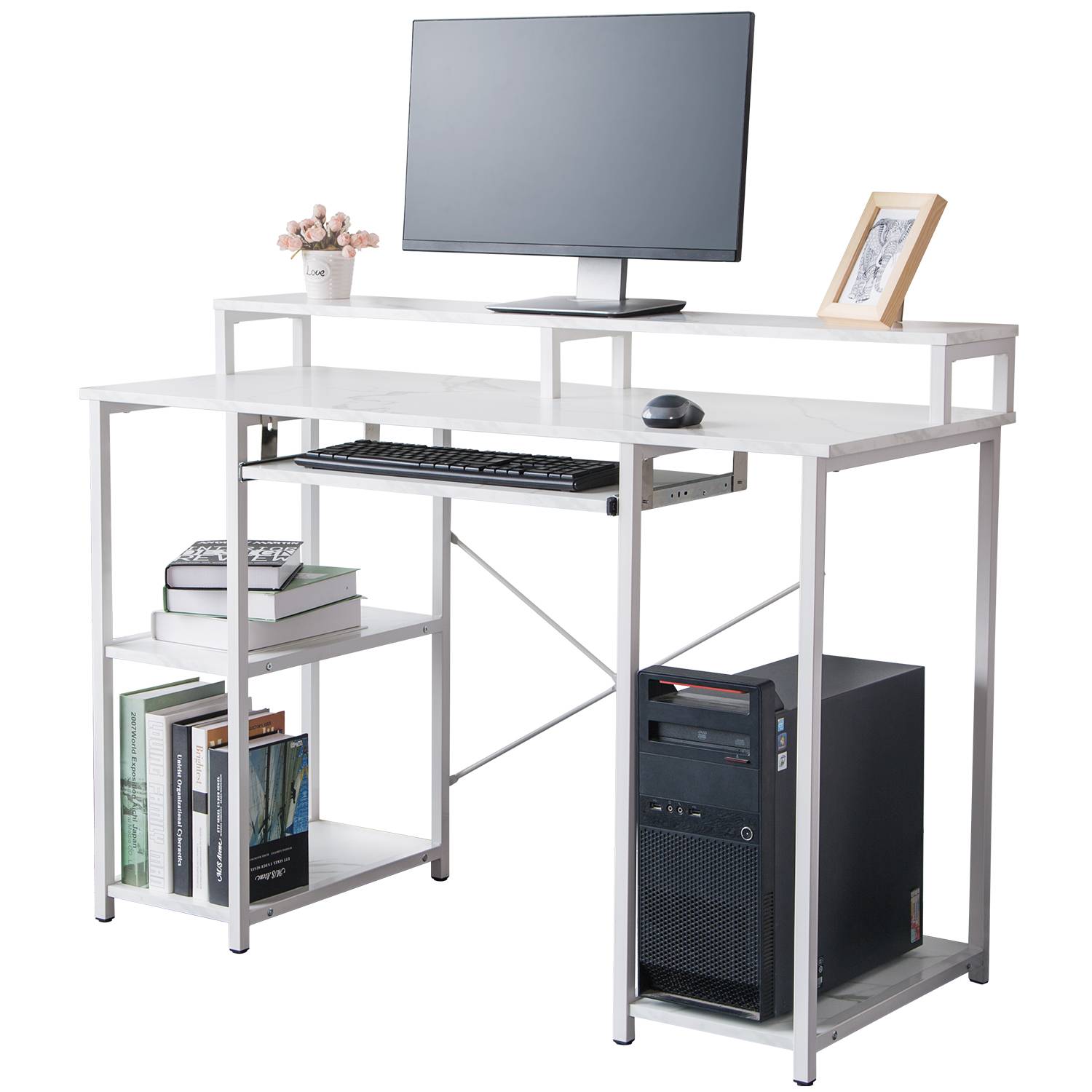  TOPSKY 47”x 31.5” Computer Desk with Drawers, Monitor