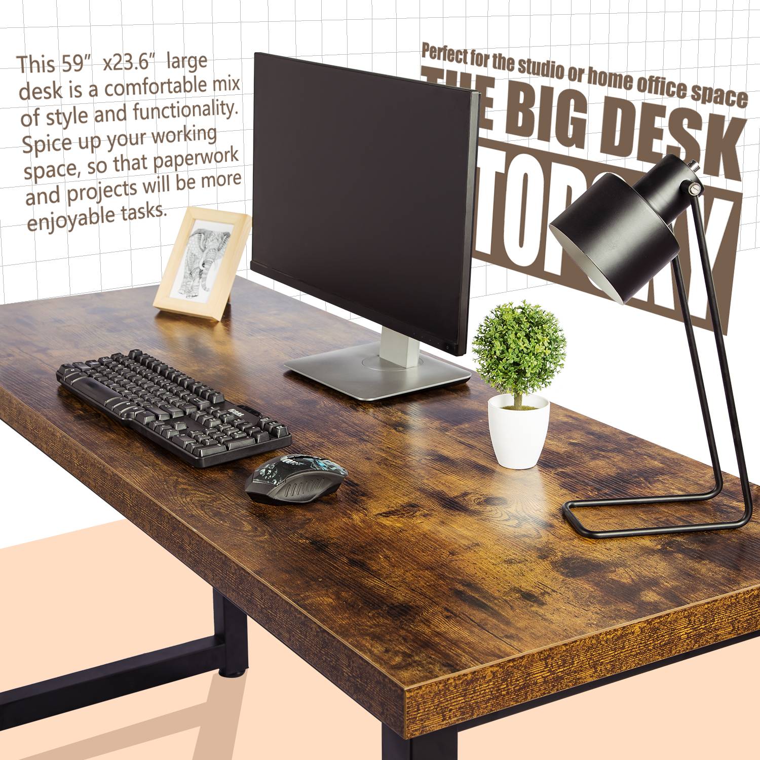 TOPSKY 47 Simple Office Desk Heavy Duty 550lbs Study Writing Desk Dinning  Table DT-001