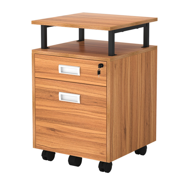 TOPSKY 2 Drawers Wood Mobile File Cabinet with Shelf for A4/Letter Size File Fully Assembled Except Shelf/Casters - S14A