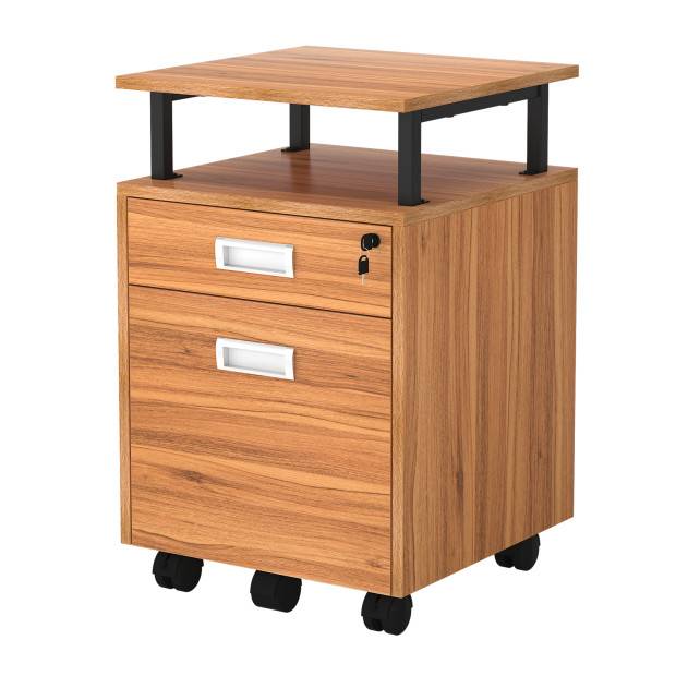 TOPSKY 2 Drawers Wood Mobile File Cabinet with Shelf for A4/Letter Size File Fully Assembled Except Shelf/Casters - S14A