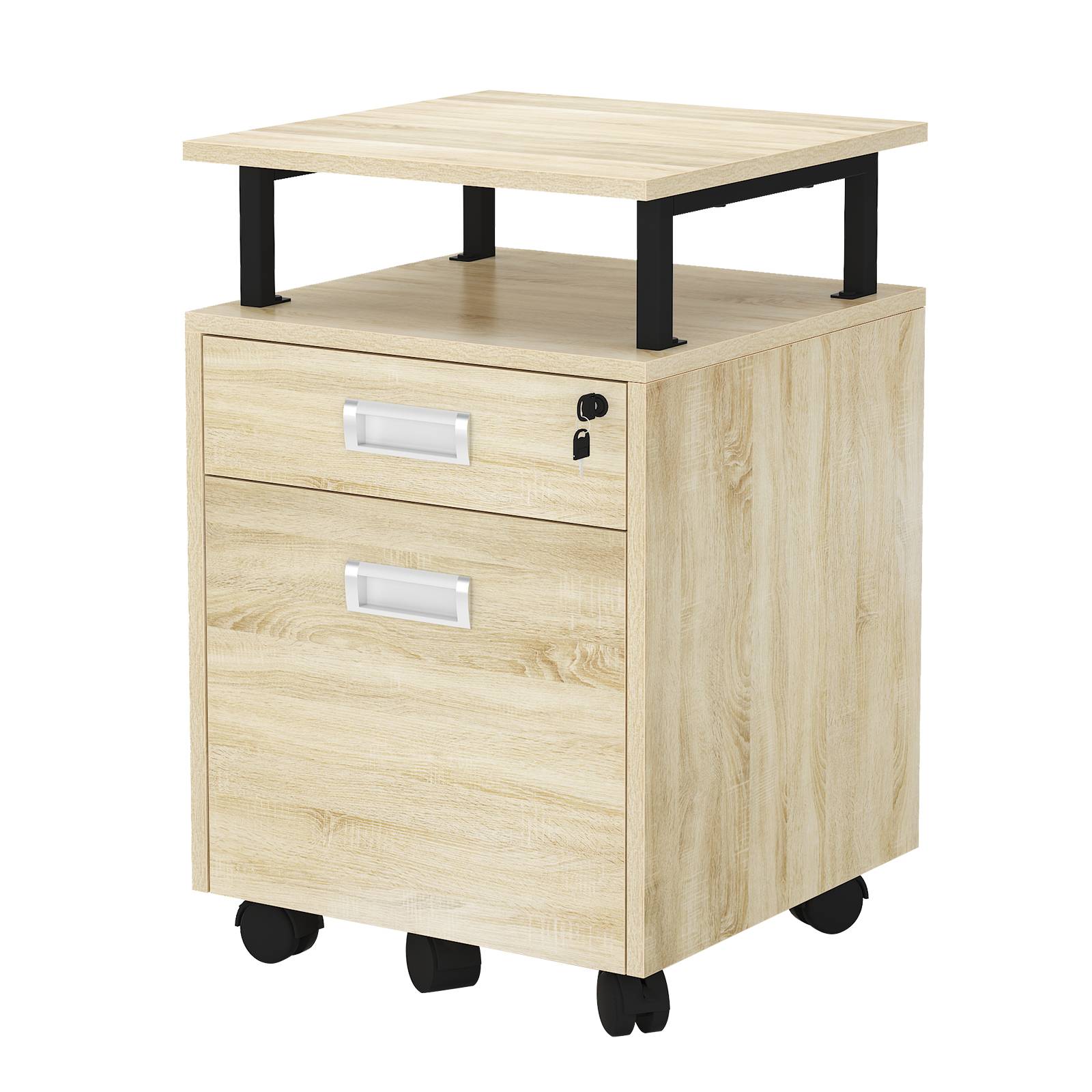 fully assembled 2 drawer wood file cabinet