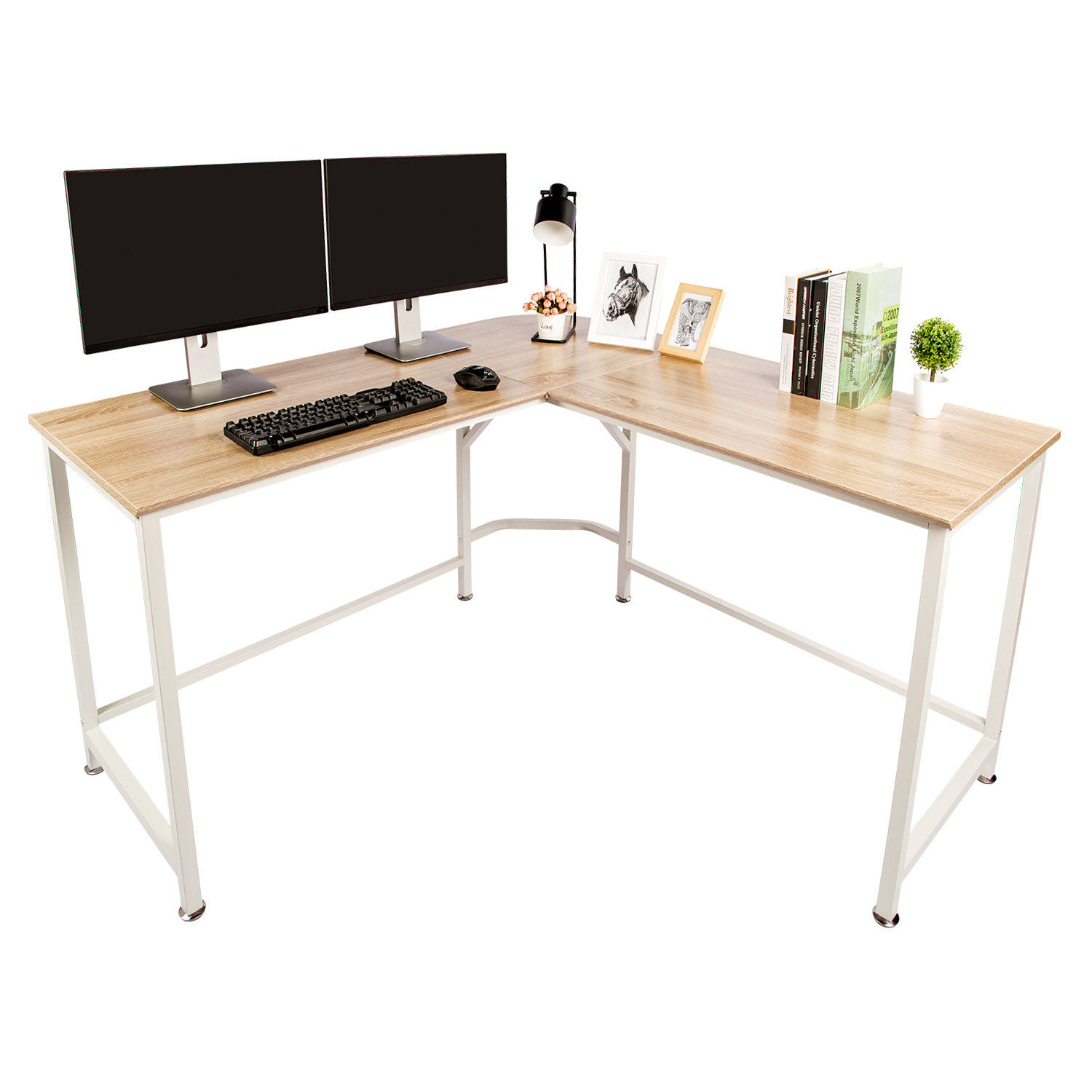 WALNUT TOPSKY Computer Desk 140x140cm with 60cm Deep L-Shaped Desk Corner Workstation Bevel Edge Design 