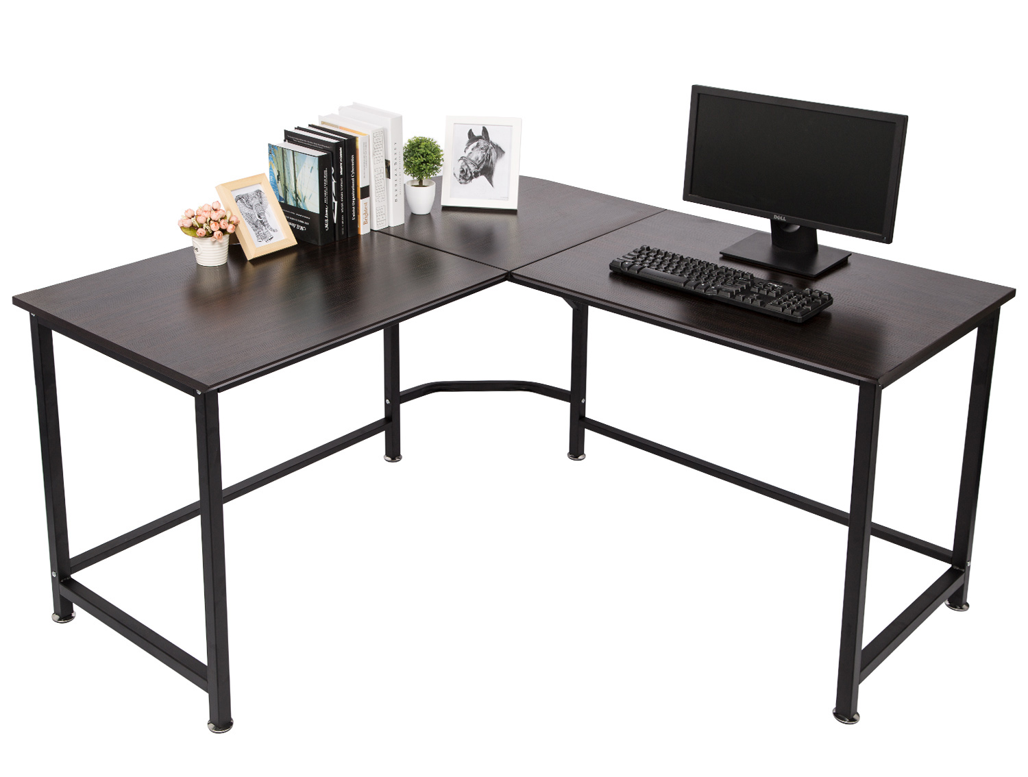 TOPSKY 59" x 59" with 23.6" Deep L-Shaped Desk Corner Computer Desk Bevel Edge Design S-203B