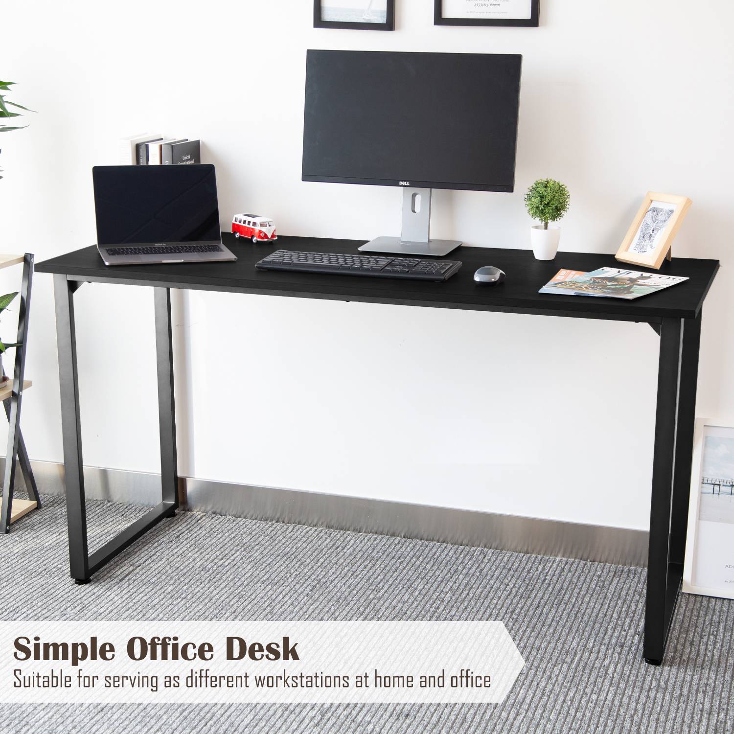 TOPSKY 59" Simple Office Desk Heavy Duty 550lbs Study Writing Desk Dinning Table DT-001L