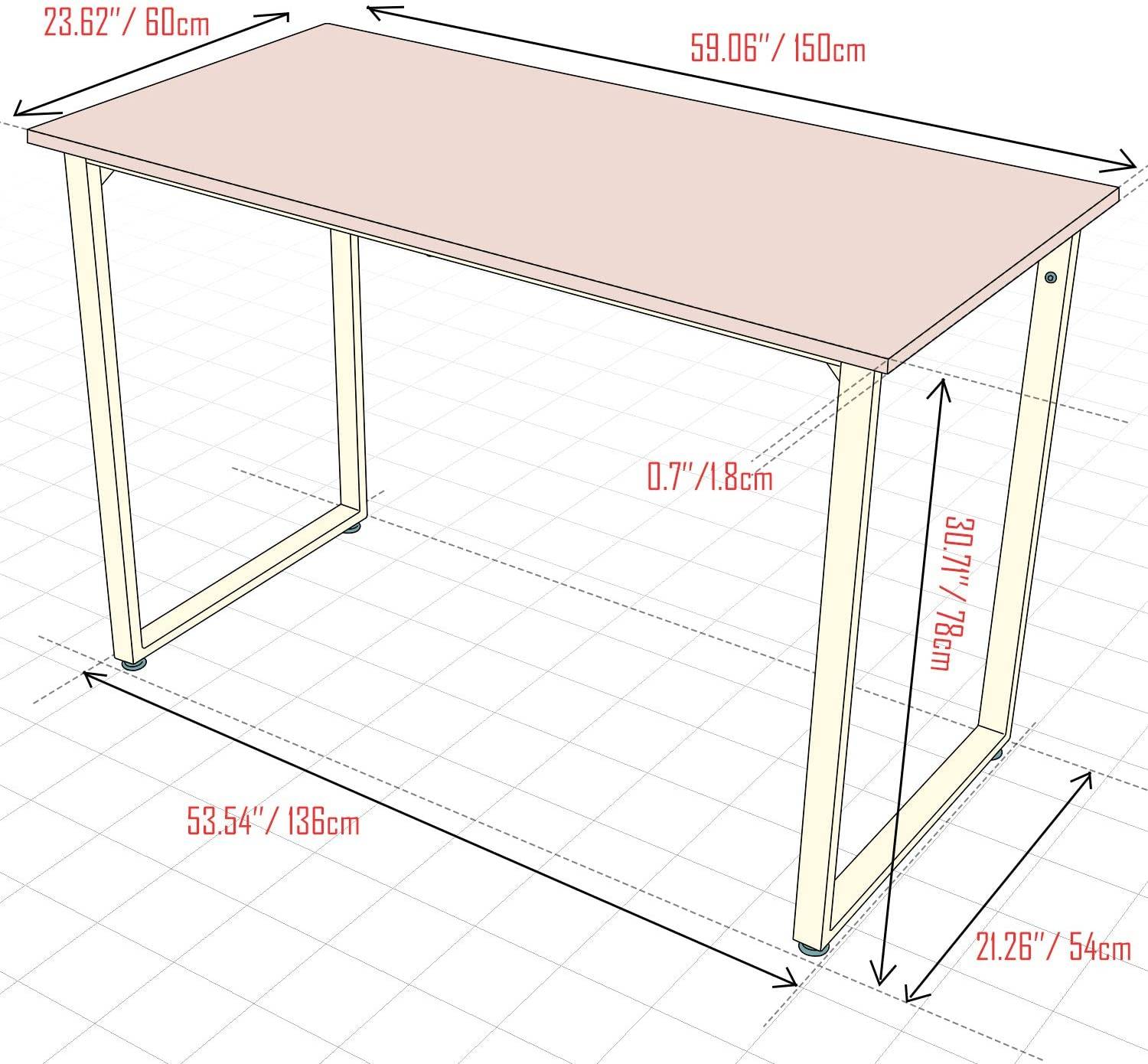 TOPSKY 59" Simple Office Desk Heavy Duty 550lbs Study Writing Desk Dinning Table DT-001L