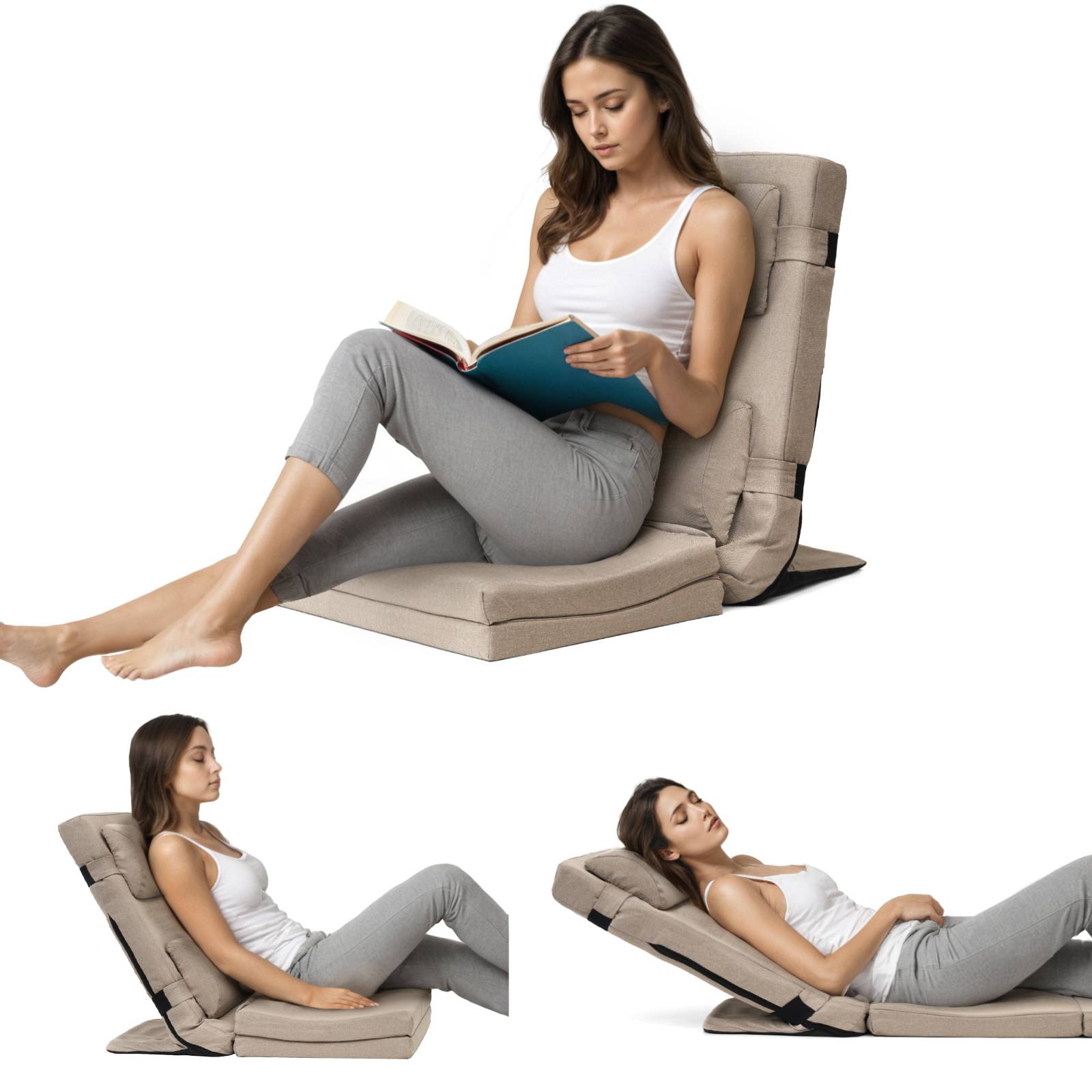 TOPSKY Adjustable Pillow with Backrest, 6 Reclining Positions and Memory Foam, Wide Seat for Post Surgery, Reading, Sitting and Sleeping on Bed and Sofa XY-CR-750PRO