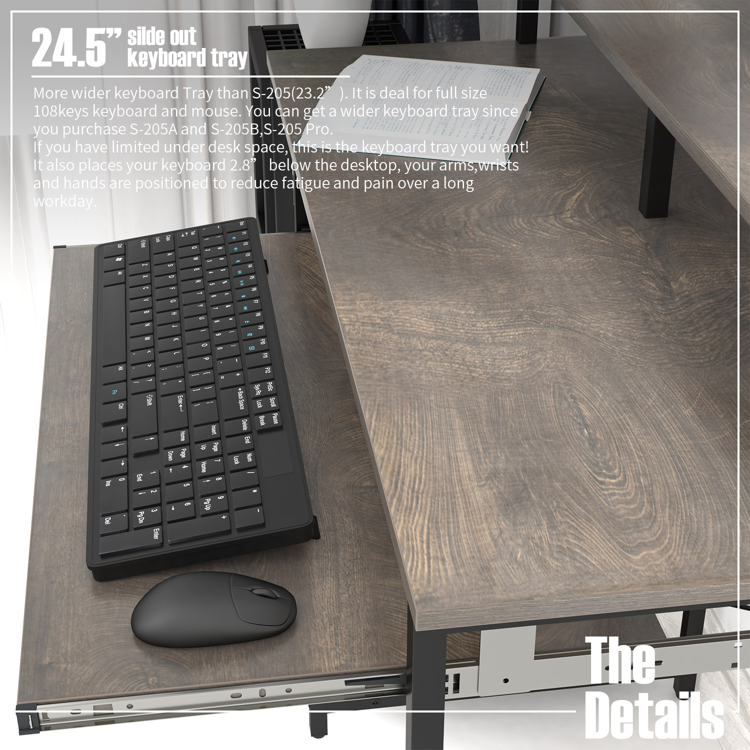 TOPSKY 38.6" Compact Computer Desk with Storage Shelves/24.5” Keyboard Tray/Monitor Stand Study Table for Home Office S-205A