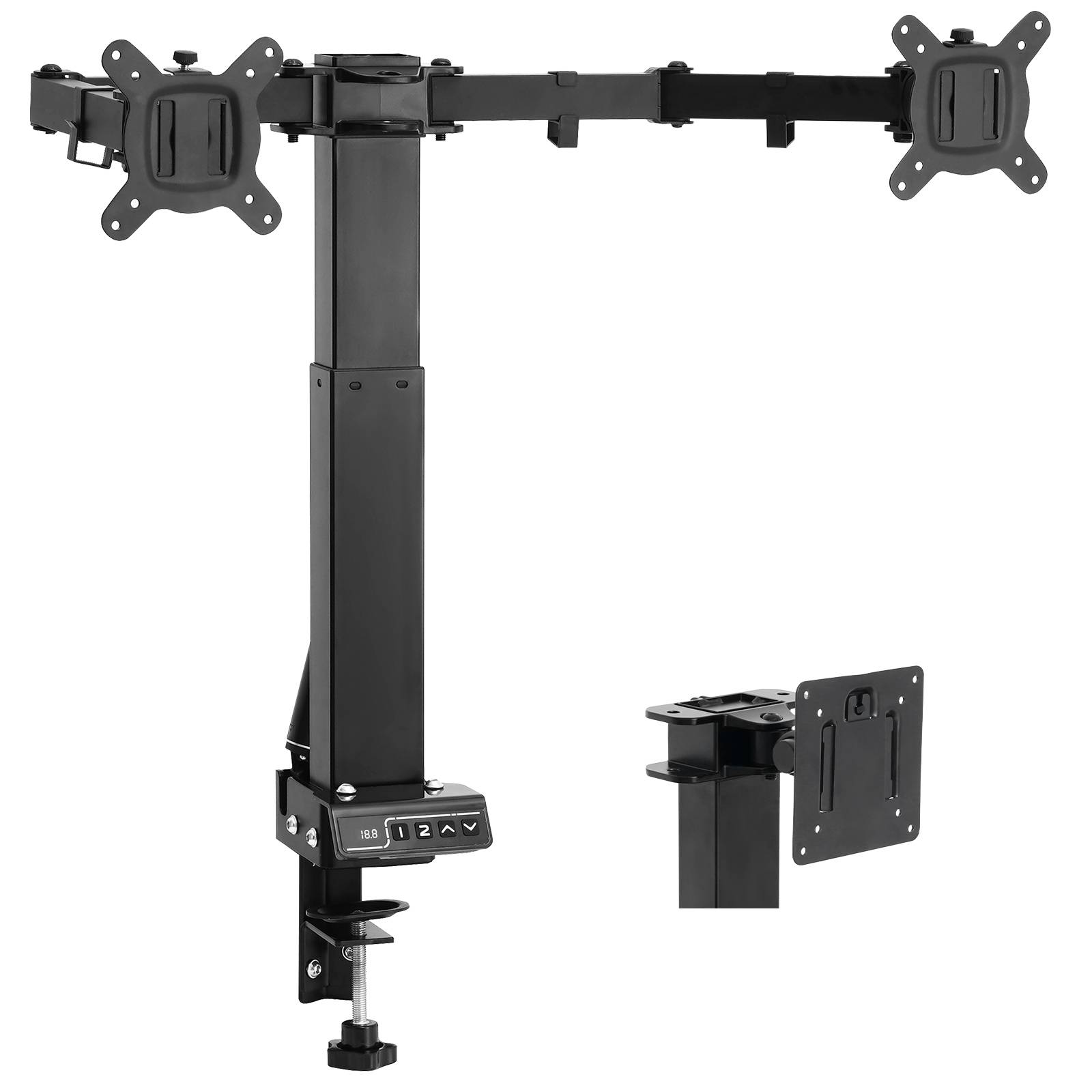 TOPSKY Adjustable Electric Monitor Desk Mount Fits Up to Dual 32 Inches 19.8lbs or Single 49 Inches 33lbs Computer Screens, Adjustable Swivel, Tilt, Rotate, VESA 75x75mm or 100x100mm MMT00.01