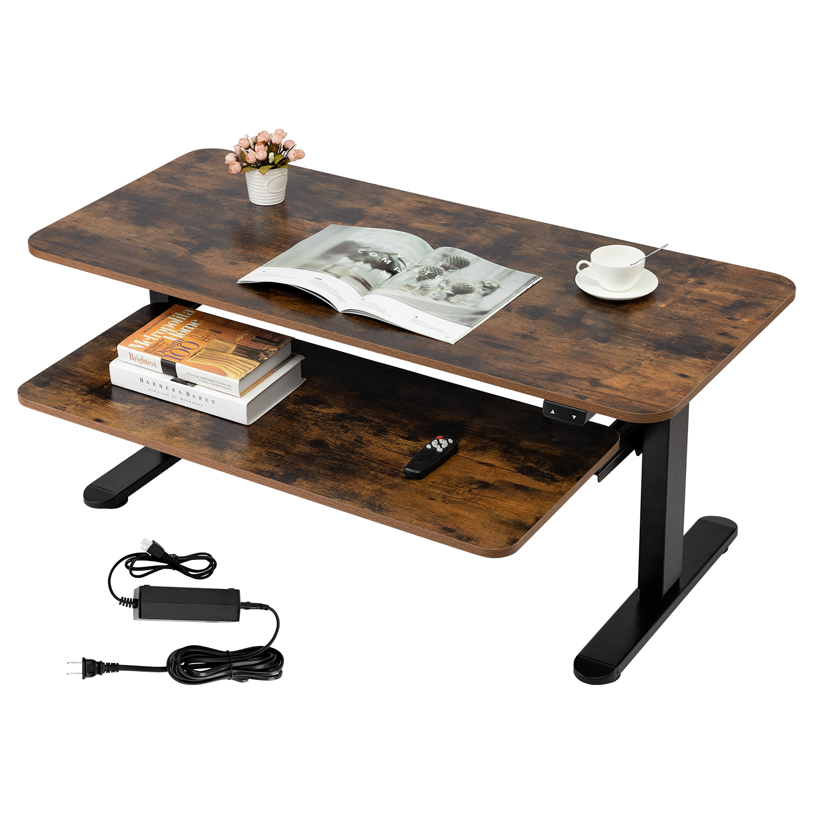 TOPSKY Electric Adjustable Coffee Table with Pull-Out Tray for Home and Office CT01.01