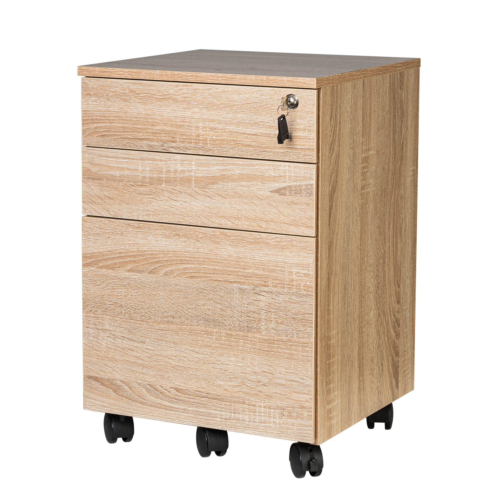 TOPSKY 3 Drawers Wood Mobile File Cabinet Fully Assembled Except Castors S-16E