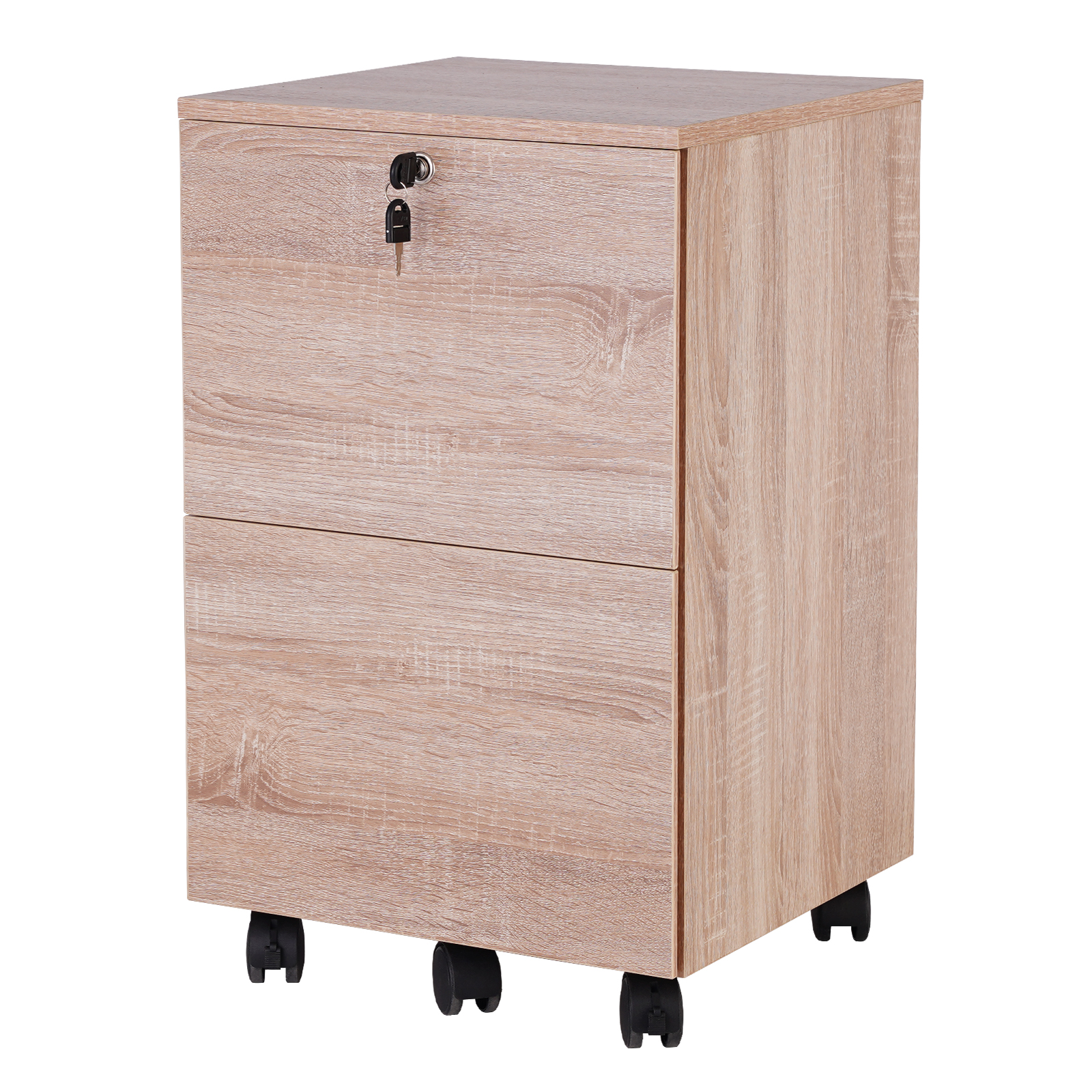 TOPSKY 2 Drawers Wood Mobile File Cabinet for Letter Size Files Fully Assembled Except Casters S-17A