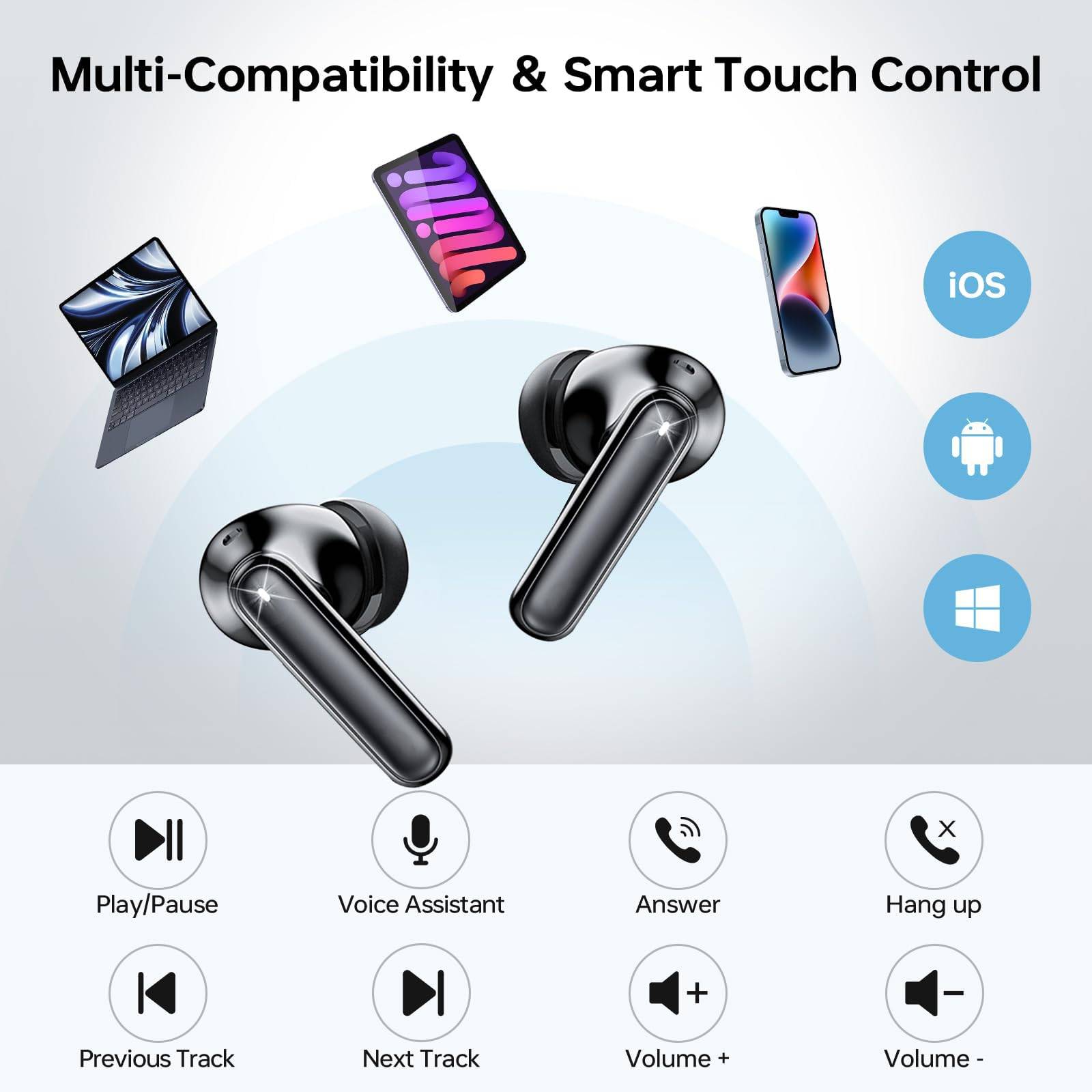 E-commerce Online shop sales Y40 tws high quality earplugs ANC ENC Noise Cancelling reduction Smart Control waterproof led display true Wireless Bluetooth v5.3 handfree earphones headphones earbuds