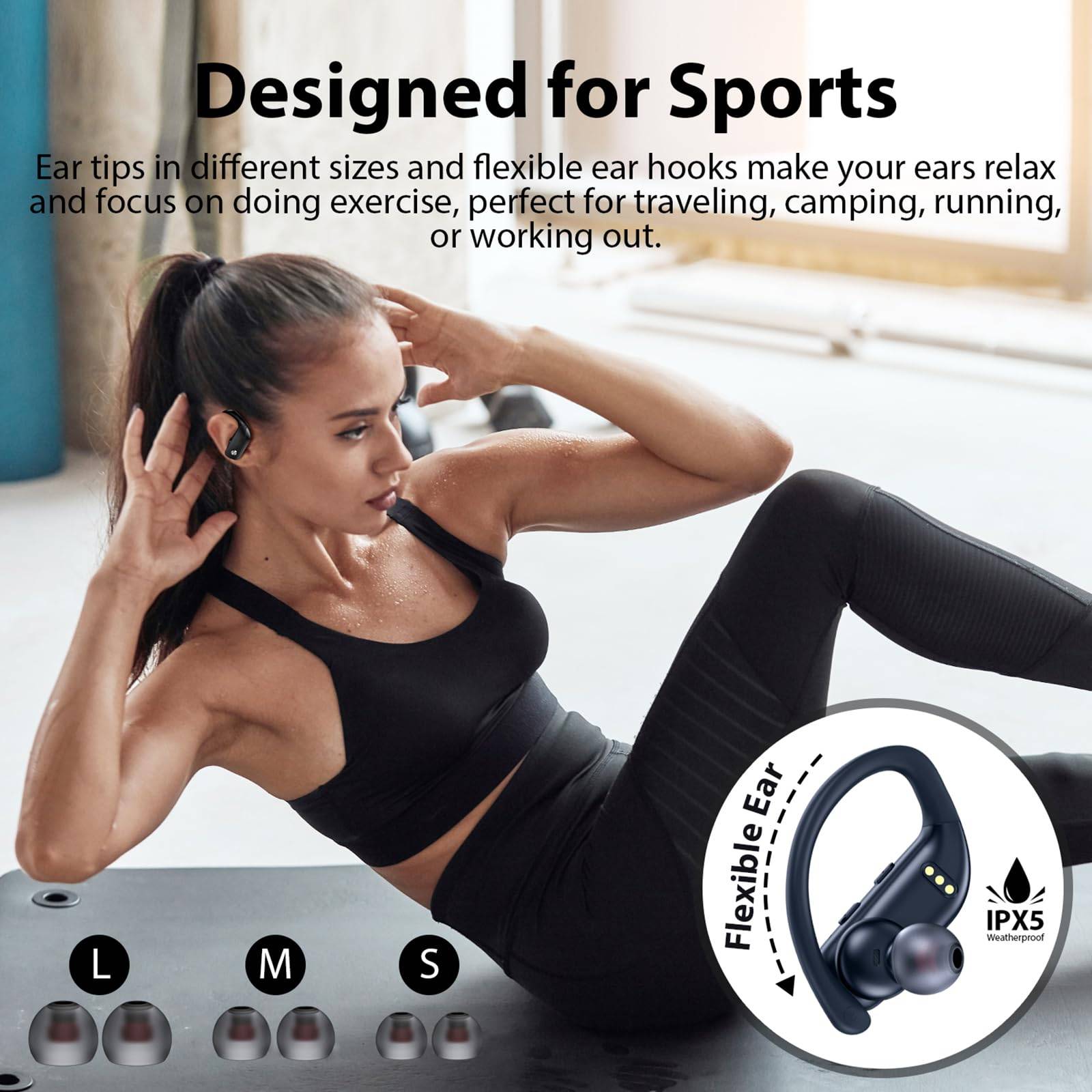 TSSD T16 TWS Stereo Sound Quality LED Display sport ipx7 waterproof climb Ear hook camping running working out ecouteur bluetooth Wireless in-ear noise cancelling earbuds with earhook earphone earbuds