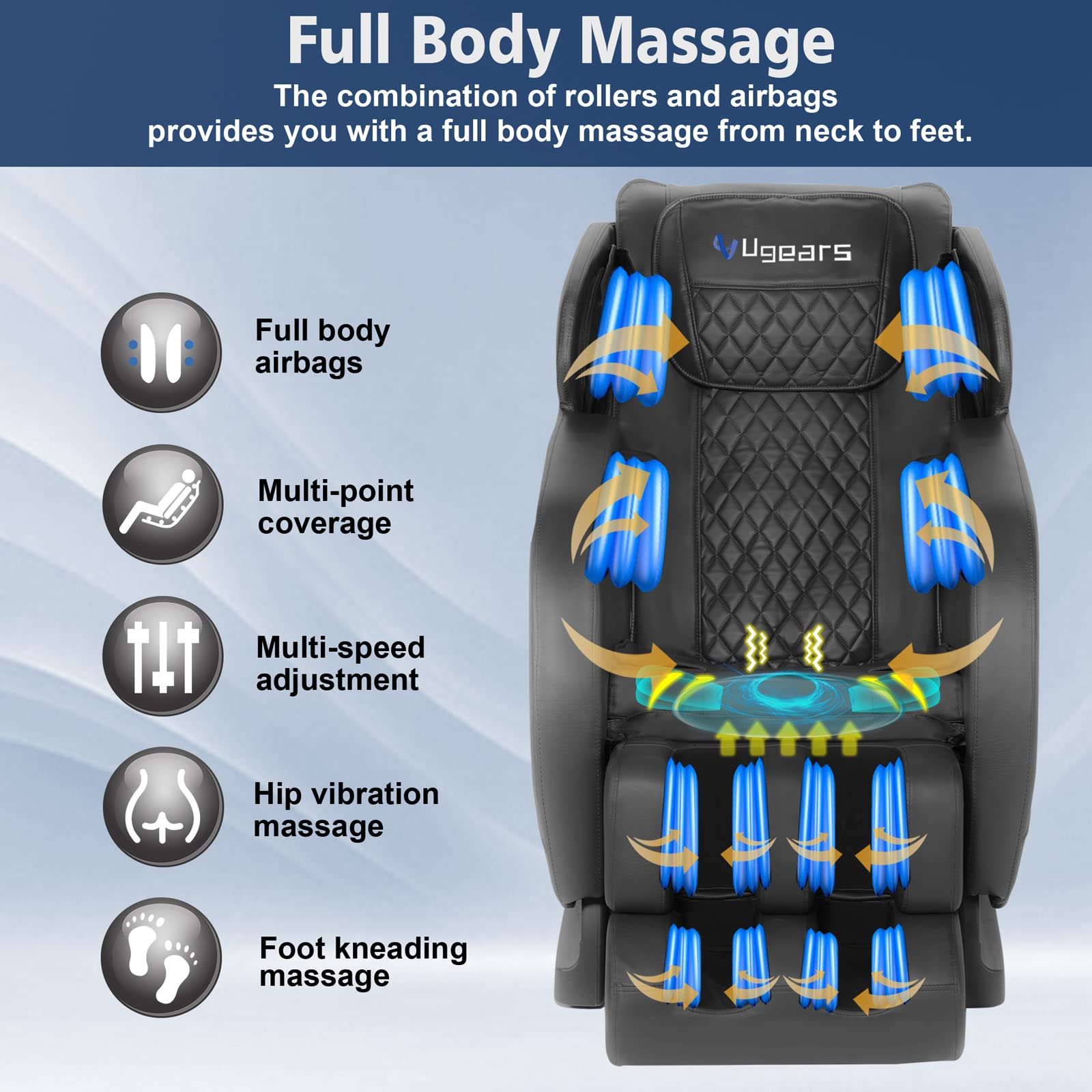 Zero Gravity Full Body Massage Chair Black Shiatsu Ugears Massage Recliner Chair (B-M2)