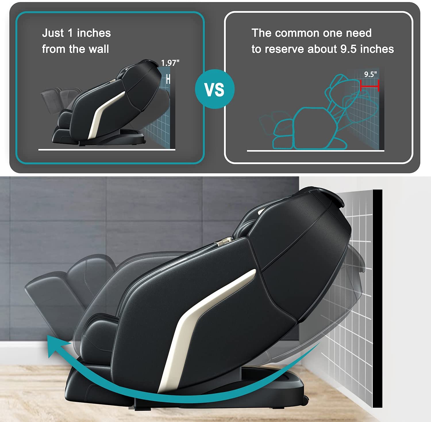 Heated Massage Chair Zero Gravity Full Body Massage Recliner SL Track 3D Shiatsu Massage Chair With Anion (RV8661)