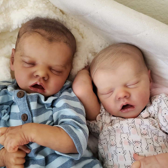 17 inches Cute Twins Jerome and Milburn Close Eyes Reborn Boy-Twin A /B ...