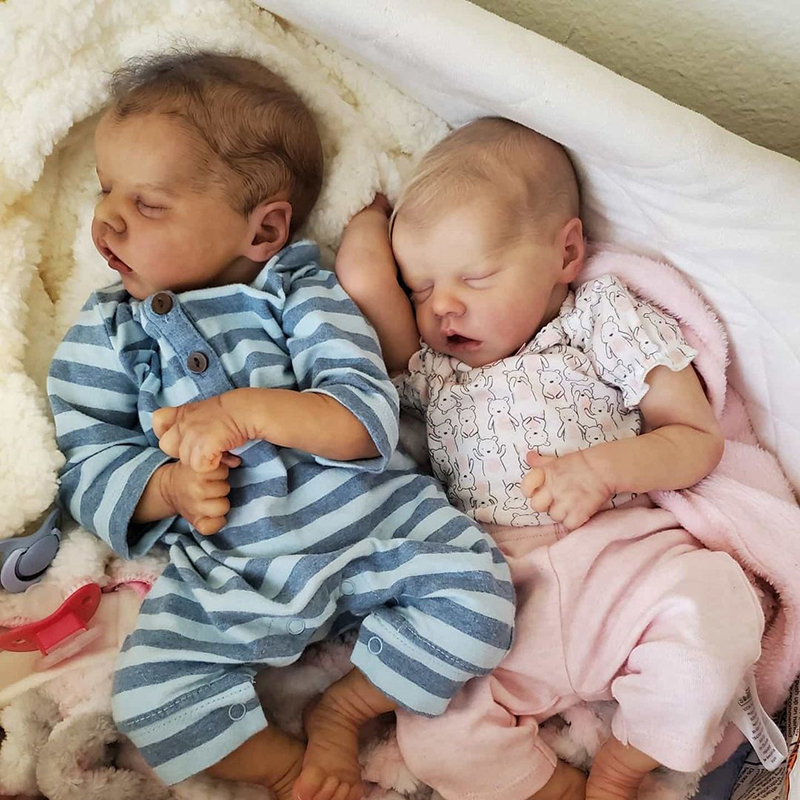 17 inches Cute Twins Jerome and Milburn Close Eyes Reborn Boy-Twin A /B ...