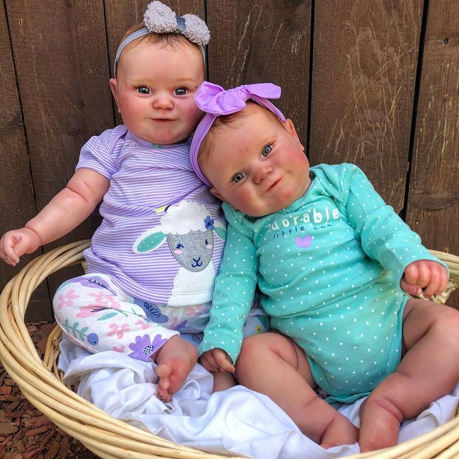 20 Inches Lifelike Agatha and Elise Open Eyes Reborn Doll Twins ...