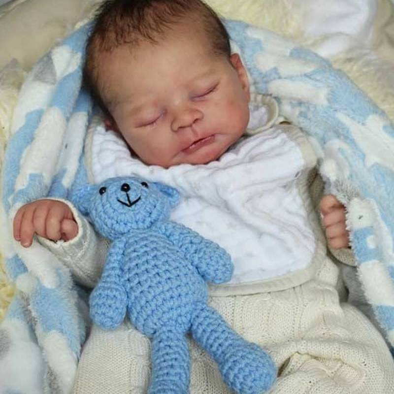 21 Inch Lifelike Articulate Brown Hair Sleeping Reborn Doll Boy-www ...