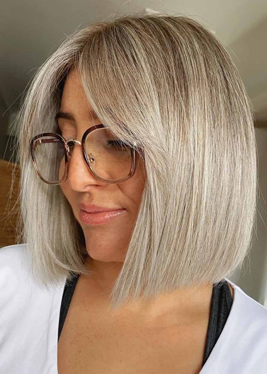 Straight Synthetic Hair Capless Women 130% 8 Inches Wigs - Grey Bob Hair Wigs
