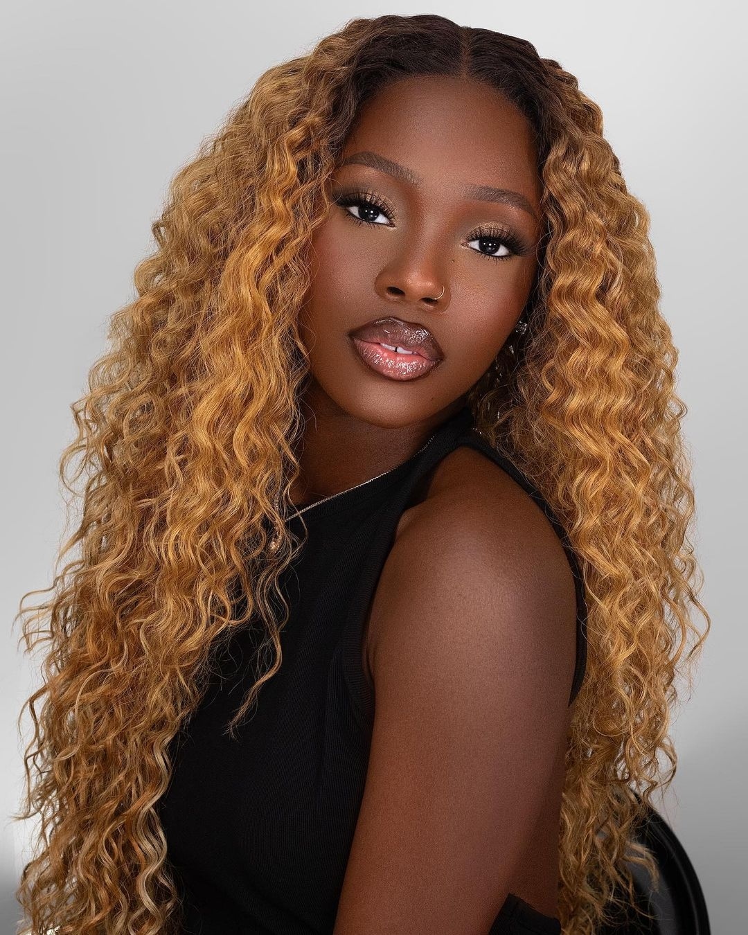 African American Women's Long Human Hair Lace Front Cap Curly 30 Inches 130% Wigs