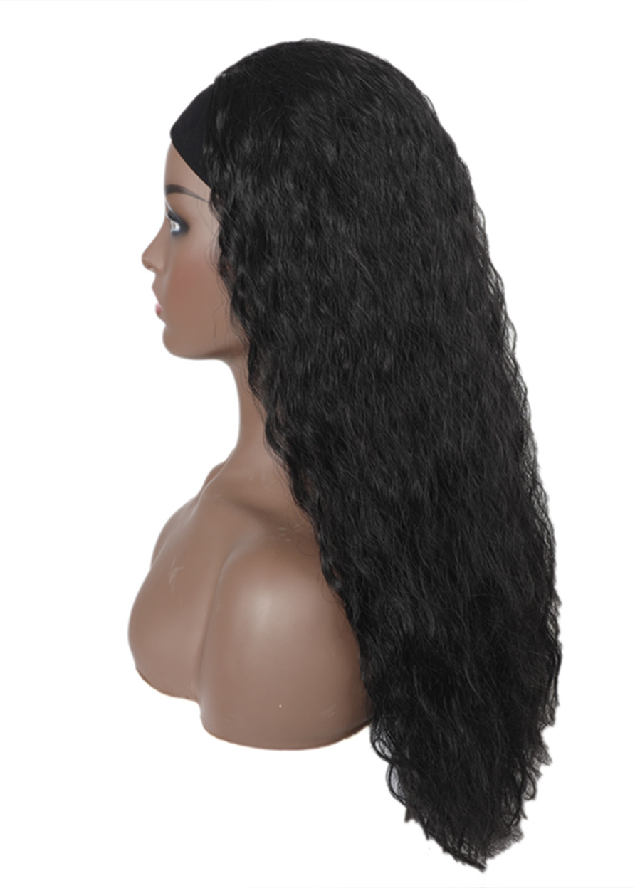 Kinky Curly Women Headband Wig Capless Synthetic Hair 130% 22 Inches Wigs