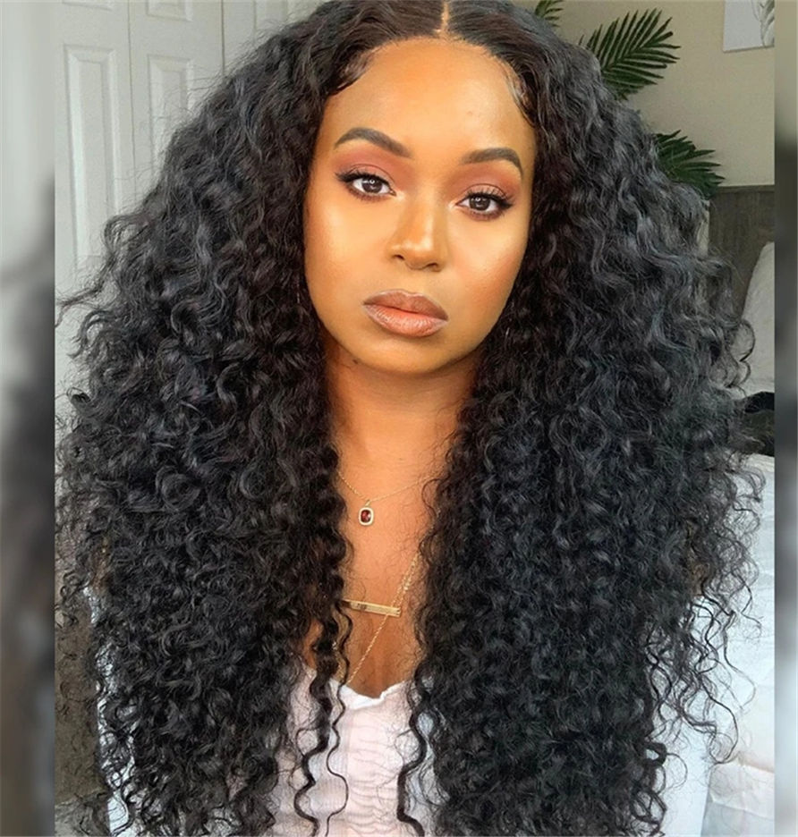 Women Synthetic Hair Kinky Curly Capless 30 Inches 130% Wigs With Long Curls