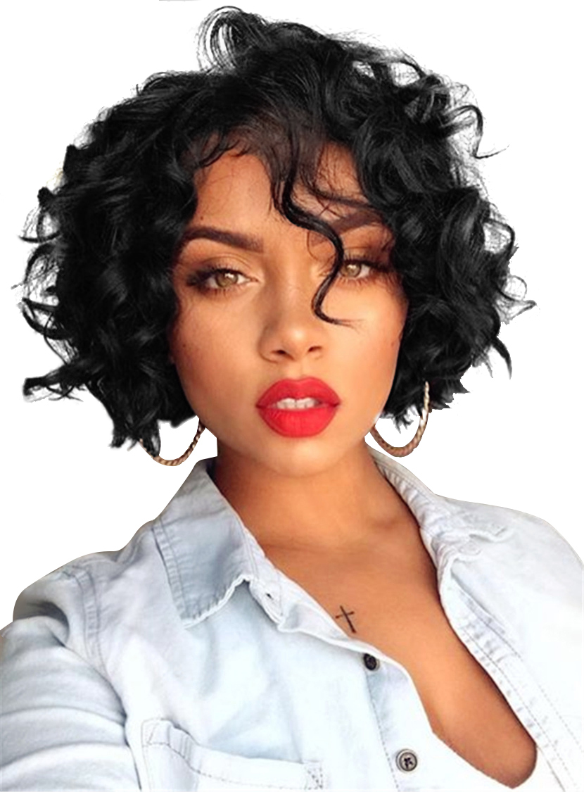 Curly Capless Synthetic Hair Women 120% 8 Inches Wigs - Bob Hairstyle Wigs