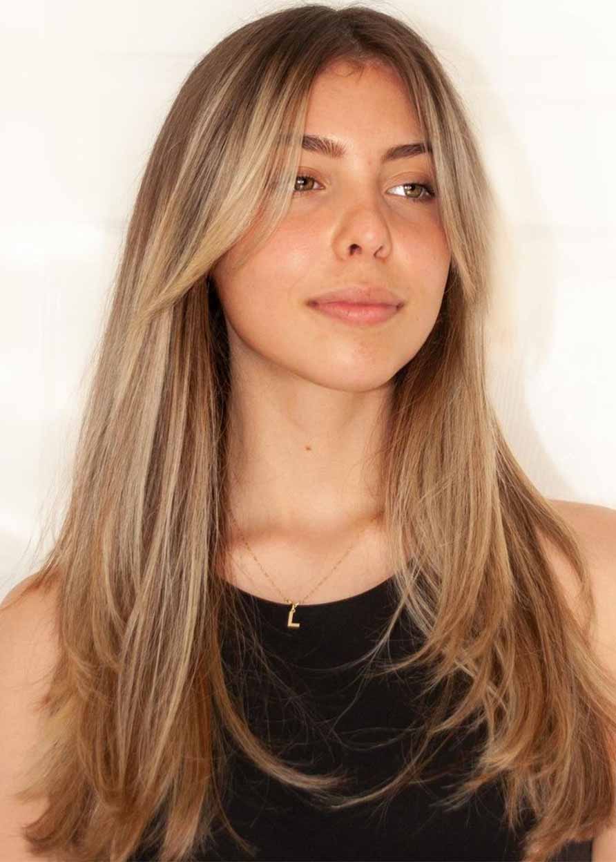 Synthetic Hair Women Capless Straight 24 Inches 130% Wigs - Balayage Hair Wigs