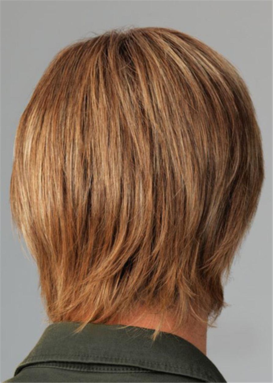 Synthetic Hair Straight Capless 10 Inches 120% Men's Wigs
