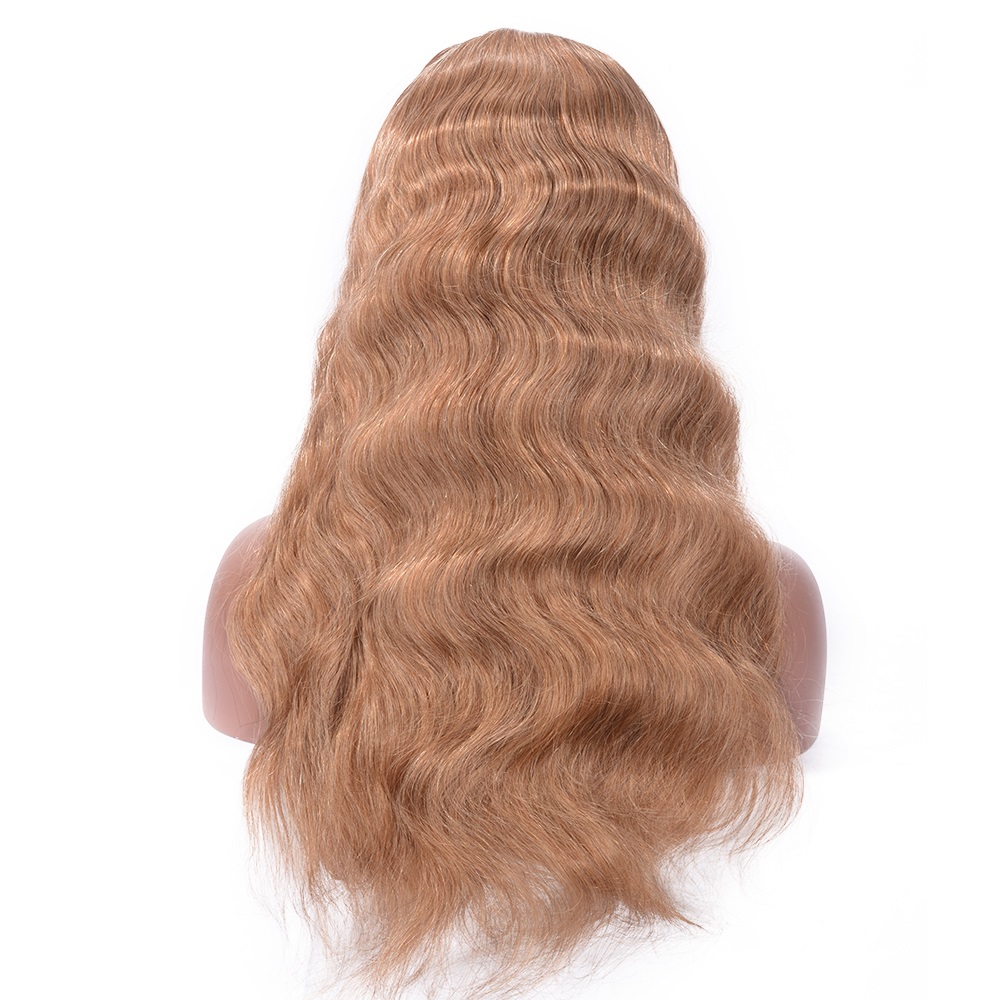 U Part Virgin Human Hair Wavy Women Capless 22 Inches 130% Wigs
