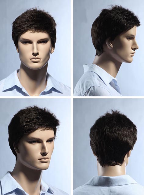 Dark Brown Straight Synthetic Hair Short 120% Wigs For Men