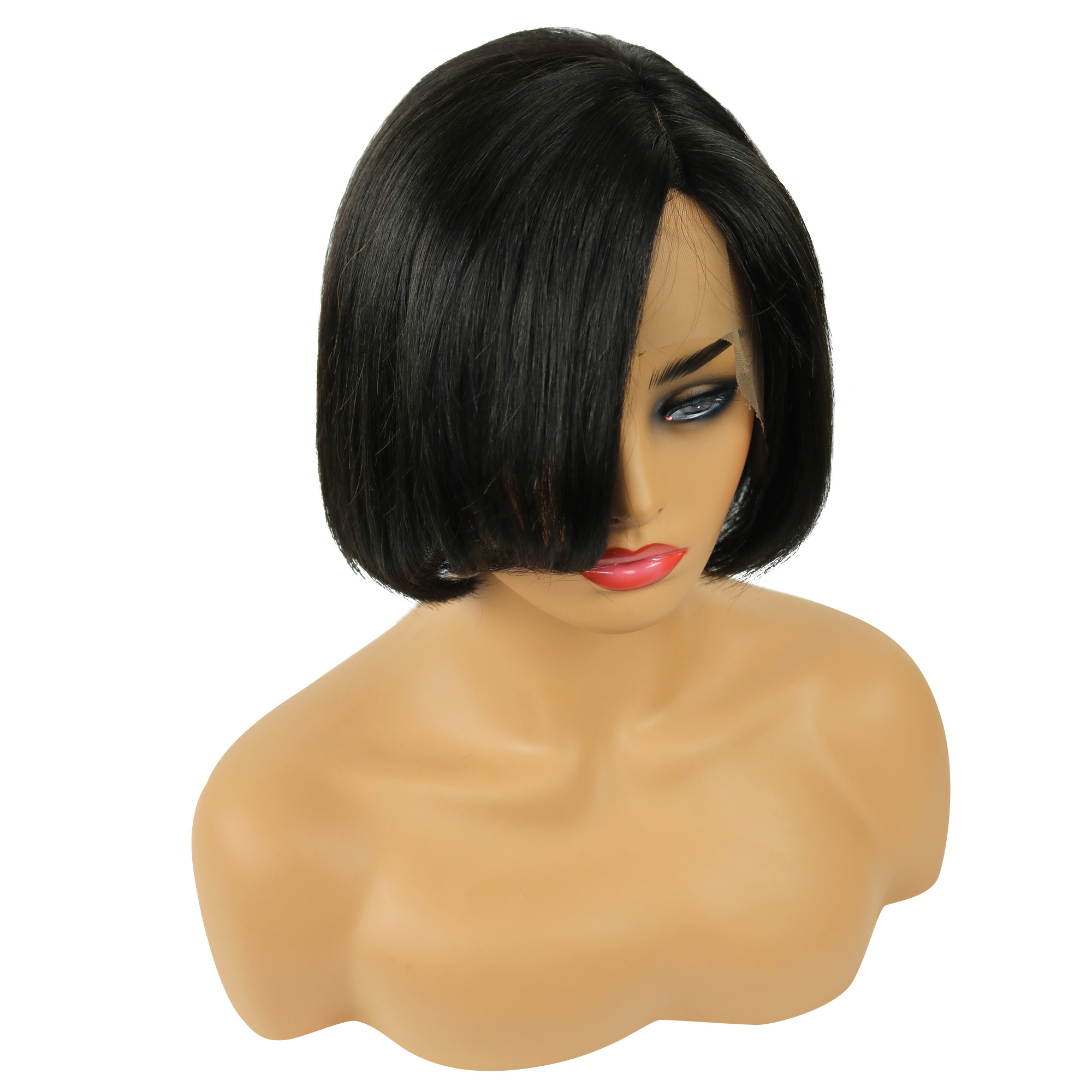 Straight Women Lace Front Cap Human Hair 120% 8 Inches Wigs -  Bob Hair wigs